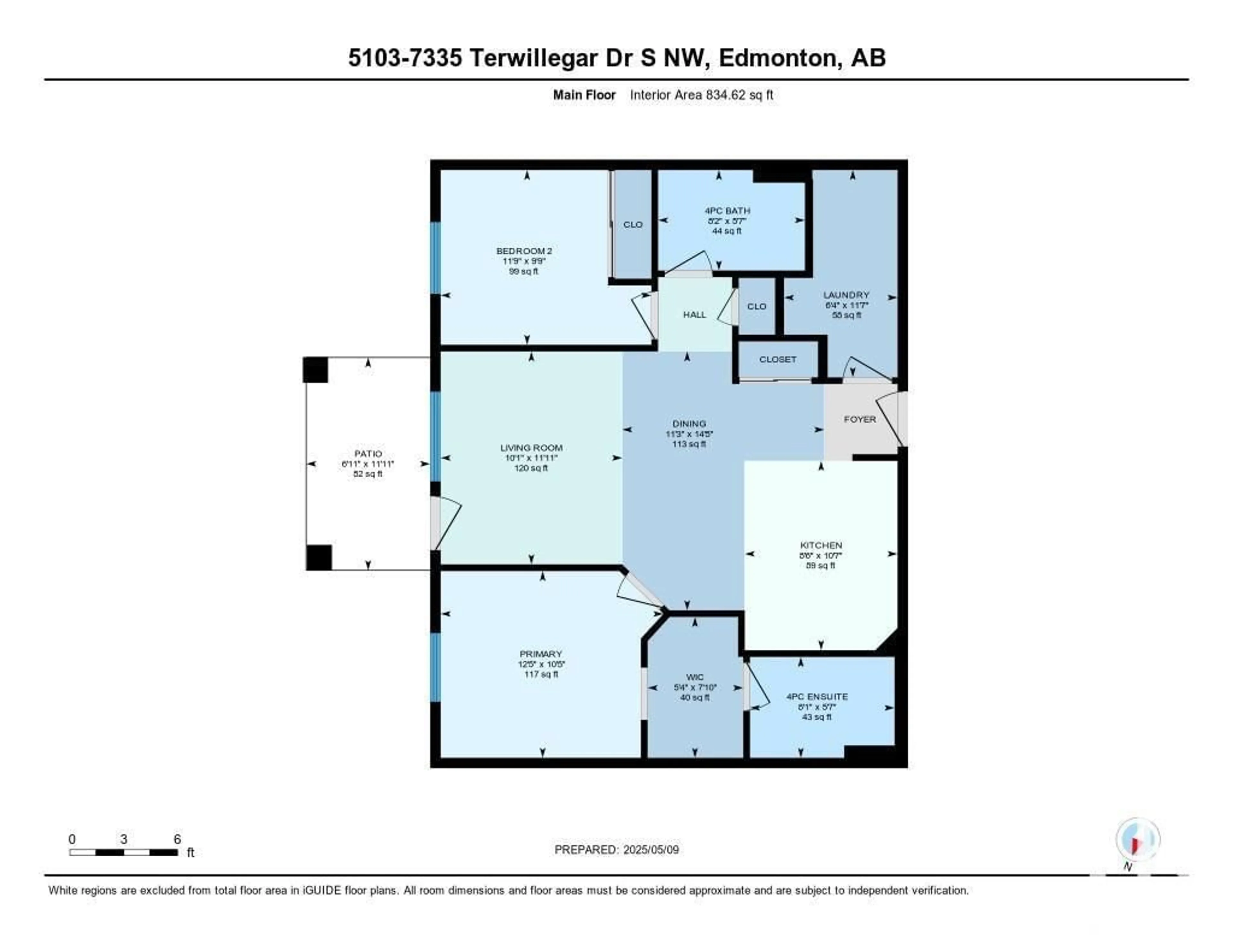 Floor plan for 5103 - 7335 SOUTH TERWILLEGAR DR, Edmonton Alberta T6R0M1