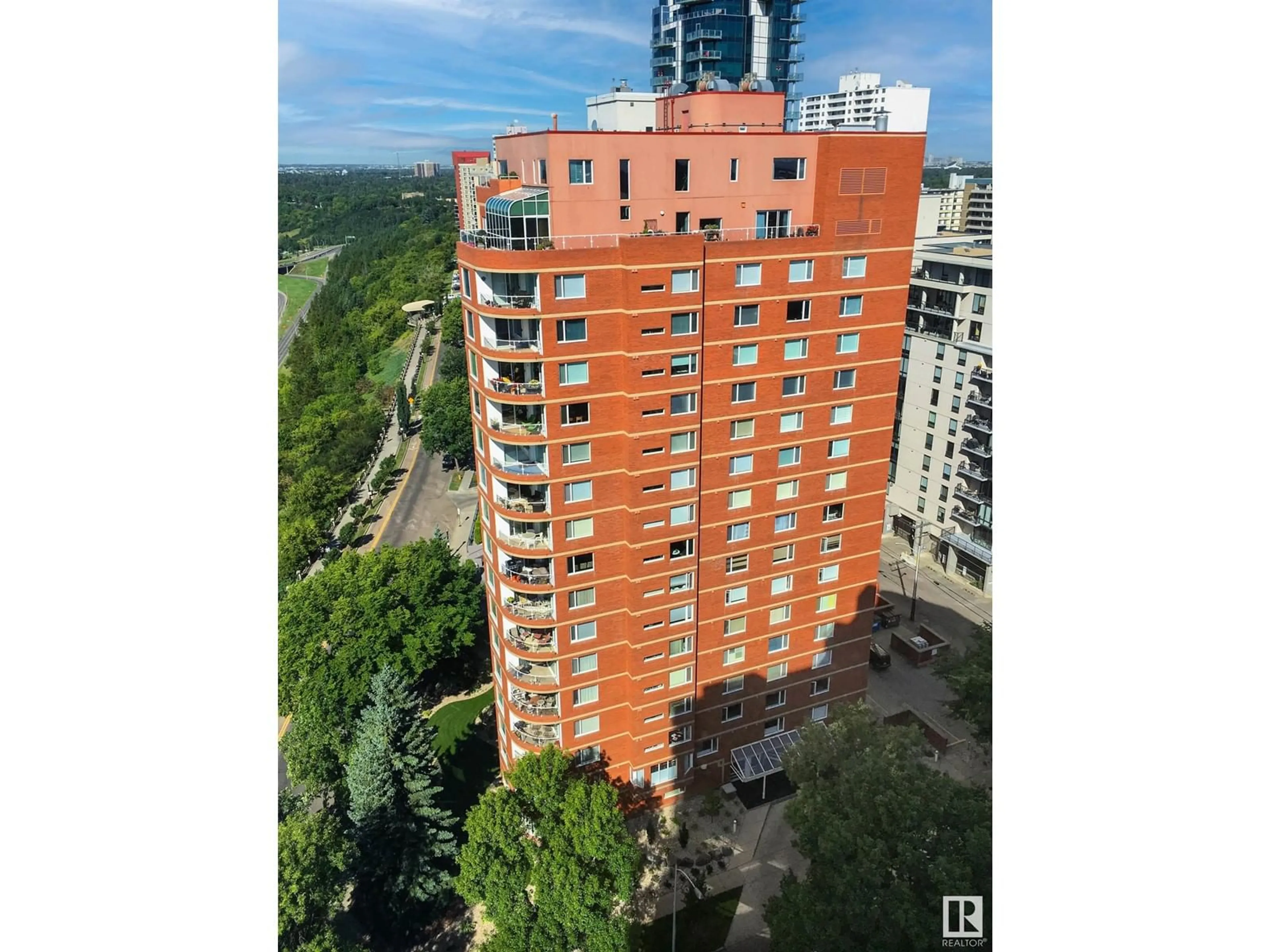 A pic from outside/outdoor area/front of a property/back of a property/a pic from drone, city buildings view from balcony for 10010 - 1701 119 ST, Edmonton Alberta T5K1Y8