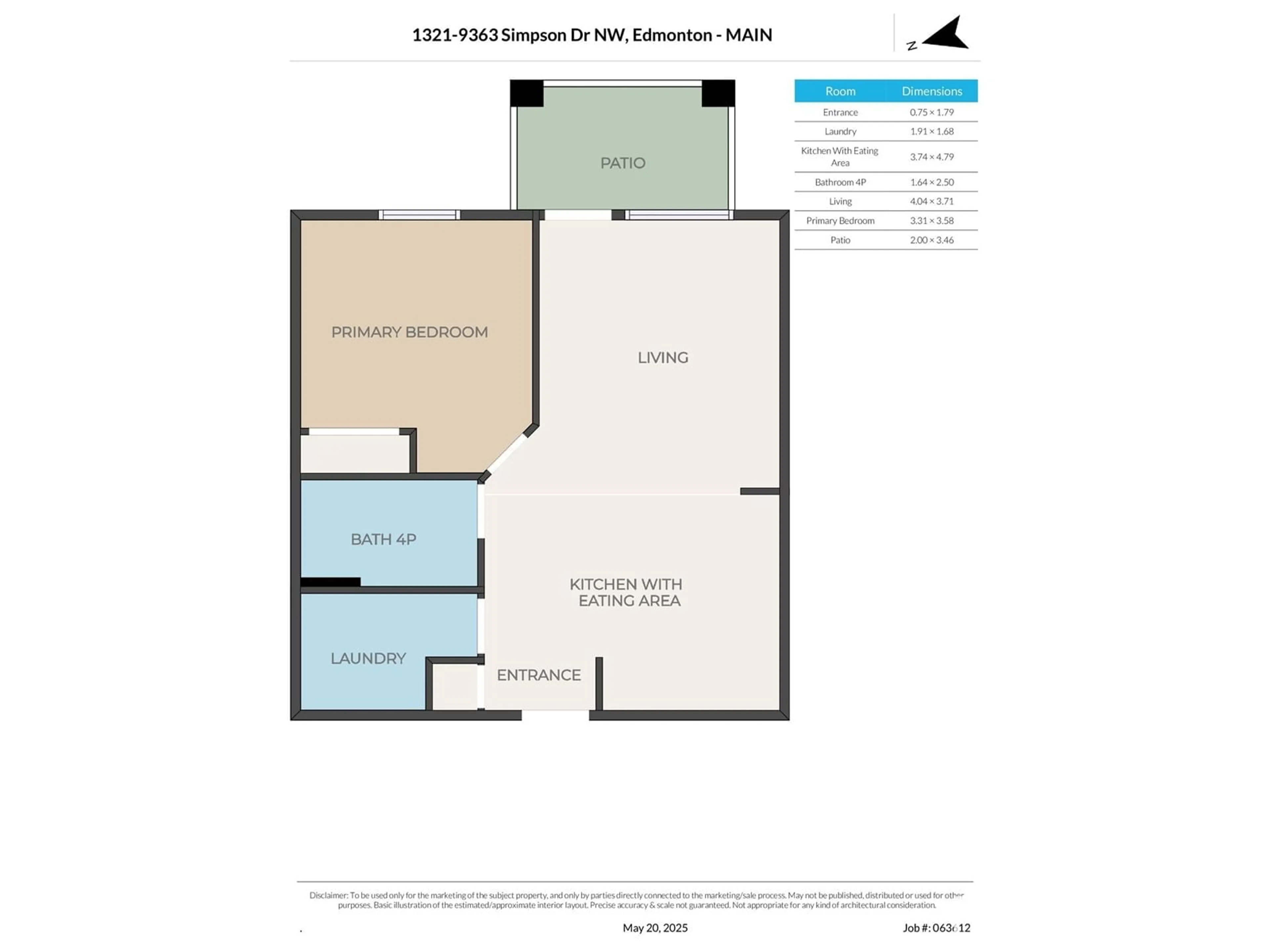 Floor plan for 9363 - 1321 SIMPSON DR, Edmonton Alberta T6R0N2