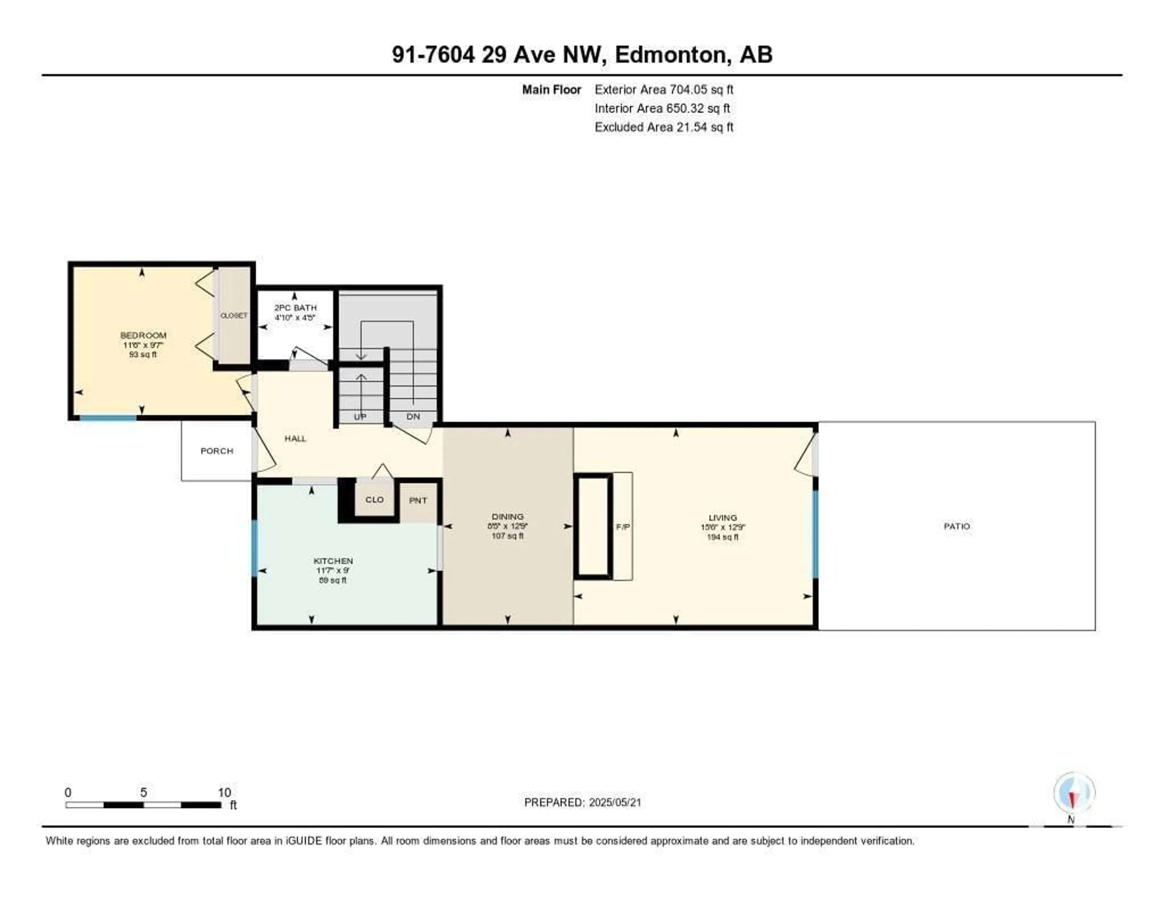 Floor plan for 91 - 7604 29 AV, Edmonton Alberta T6K3Z3