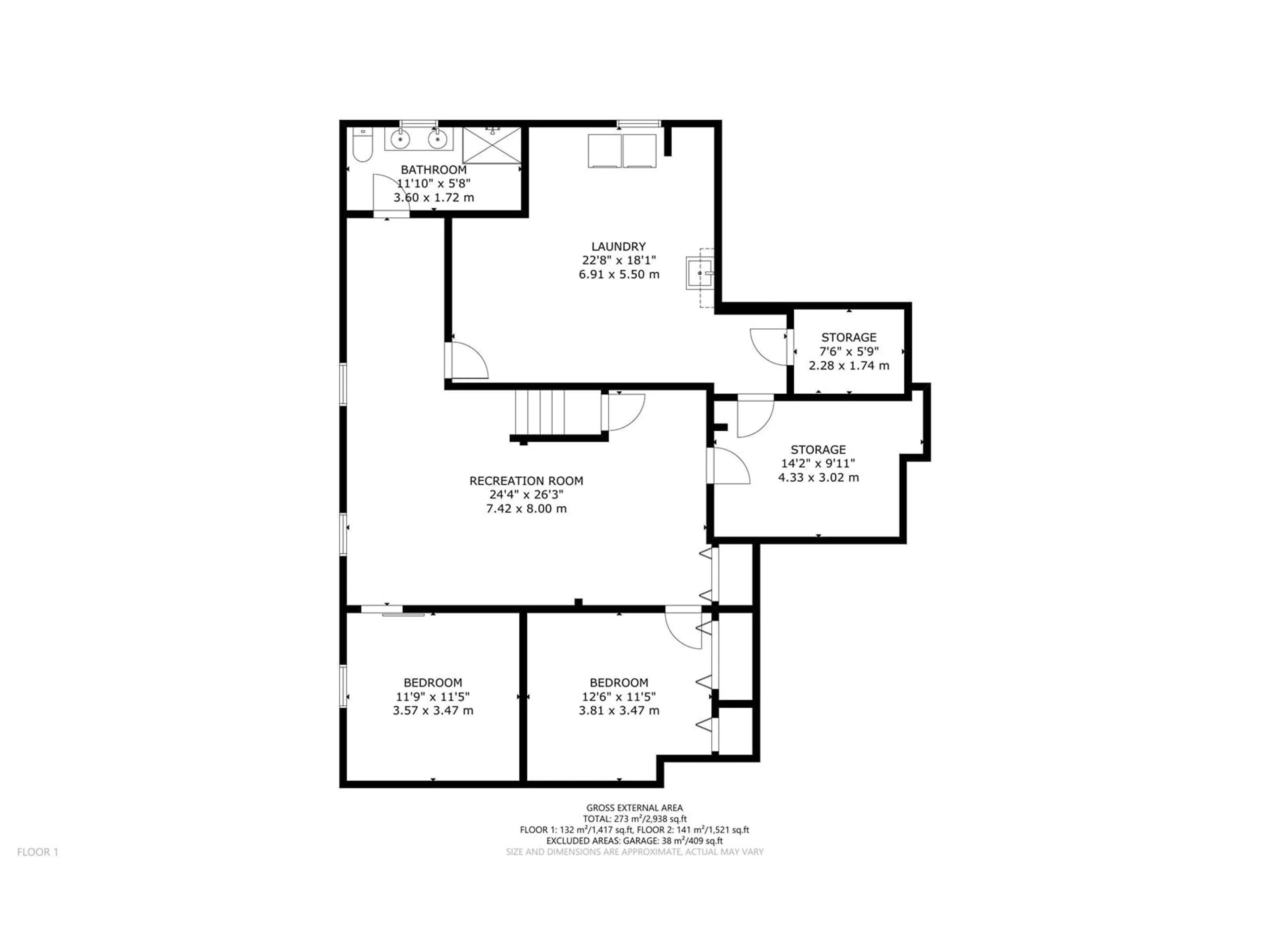 Floor plan for NW - 12311 54 ST, Edmonton Alberta T5W3N7