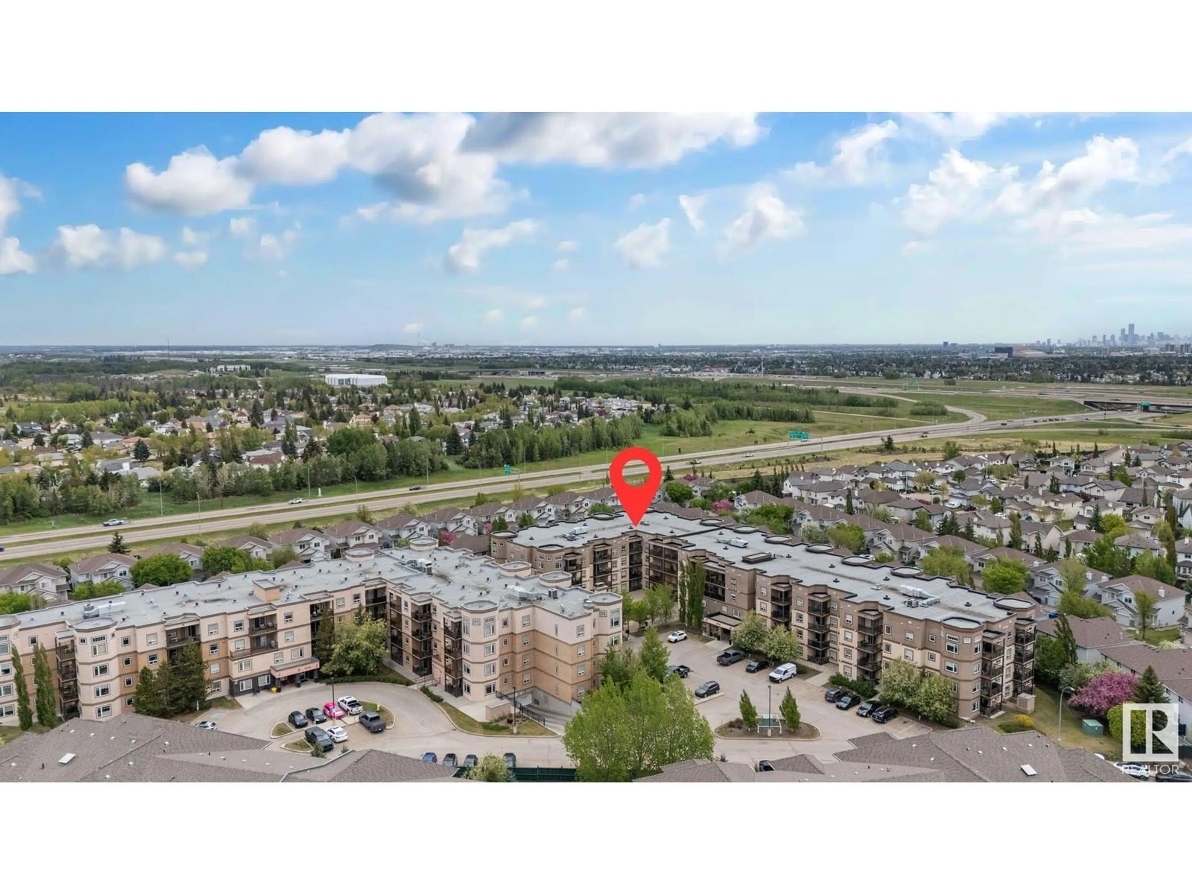 A pic from outside/outdoor area/front of a property/back of a property/a pic from drone, city buildings view from balcony for 405 - 2045 GRANTHAM CO, Edmonton Alberta T5T3X4