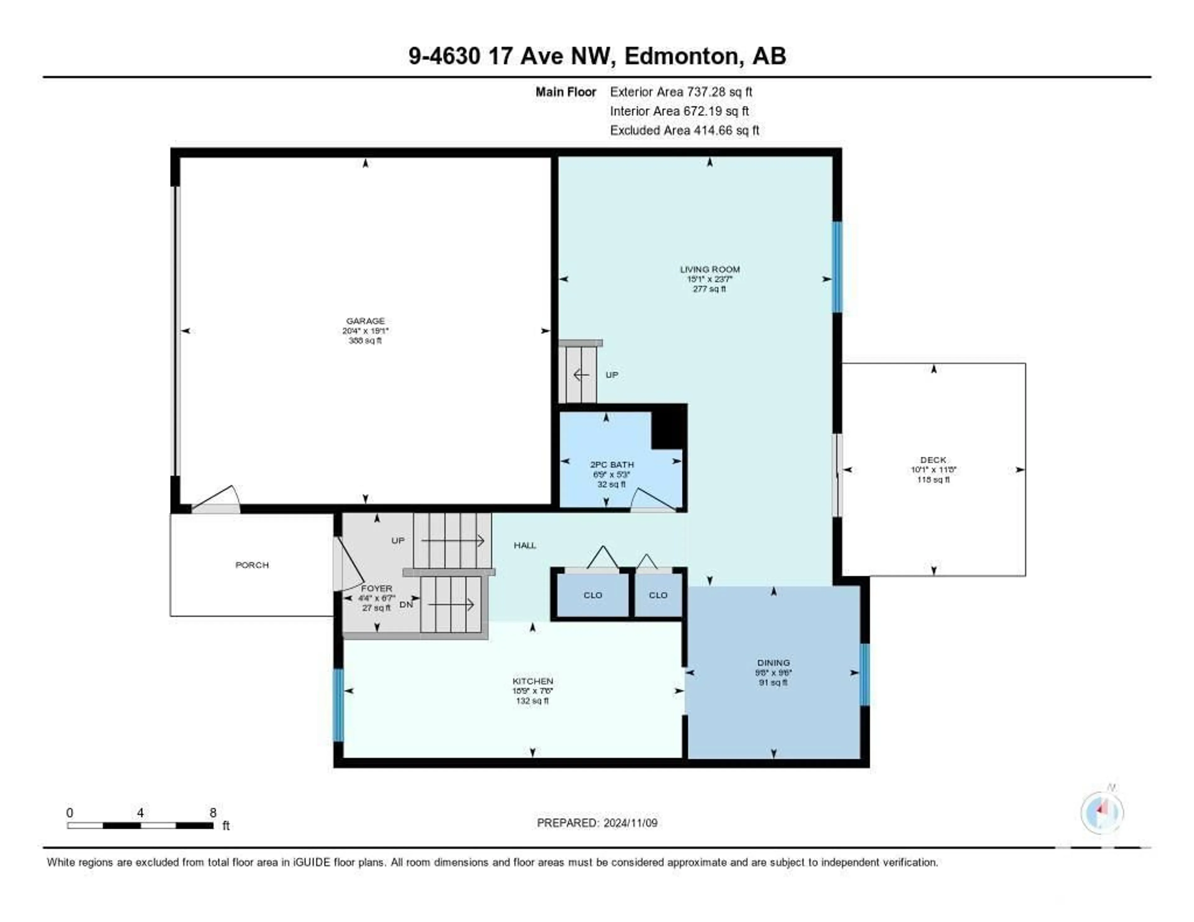 Floor plan for #9 - 4630 17 AV, Edmonton Alberta T6L6H3