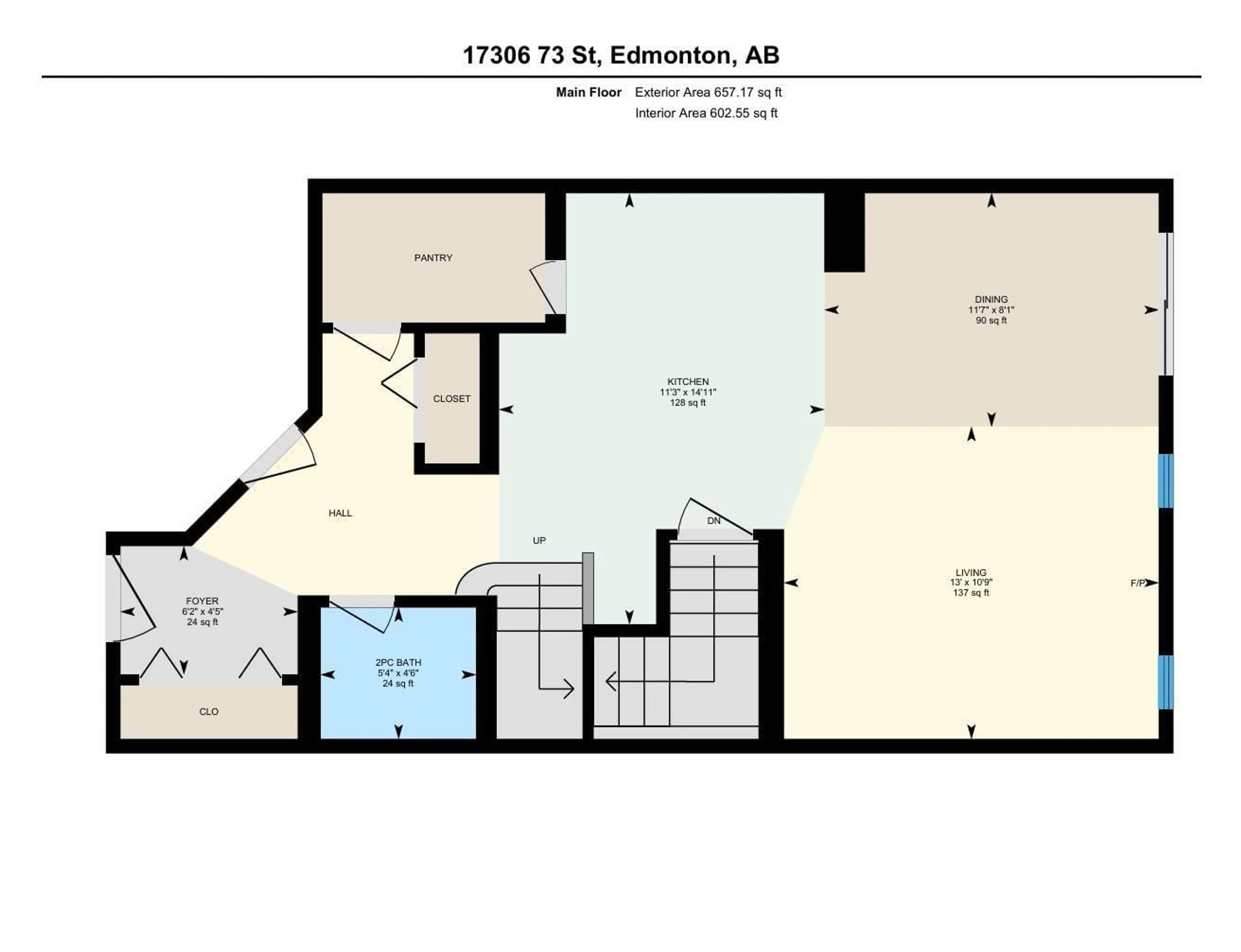 Floor plan for 17306 73 ST, Edmonton Alberta T5Z0L3