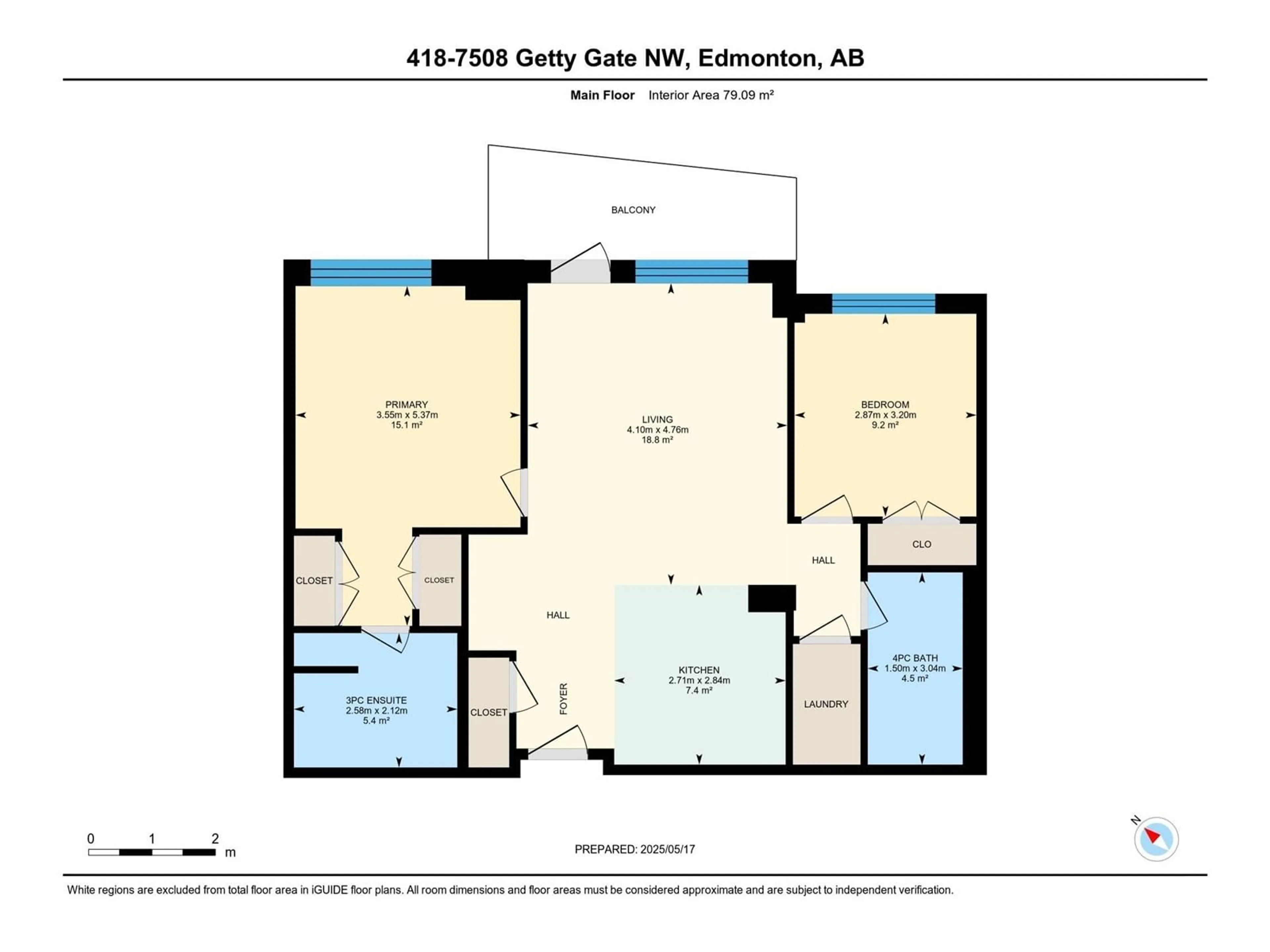 Floor plan for #418 - 7508 GETTY GATE, Edmonton Alberta T5T7E6