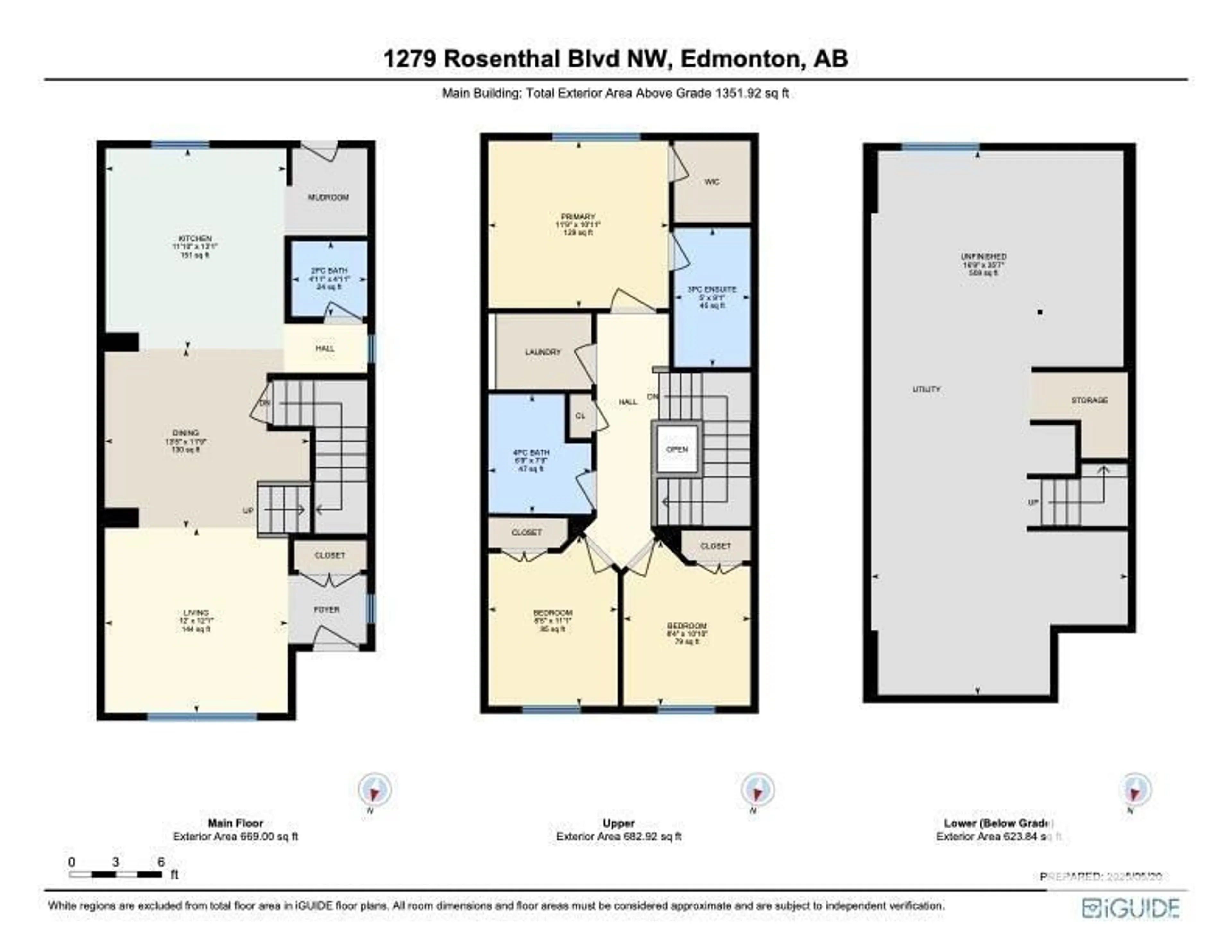 Floor plan for 1279 ROSENTHAL BV, Edmonton Alberta T5T7N7