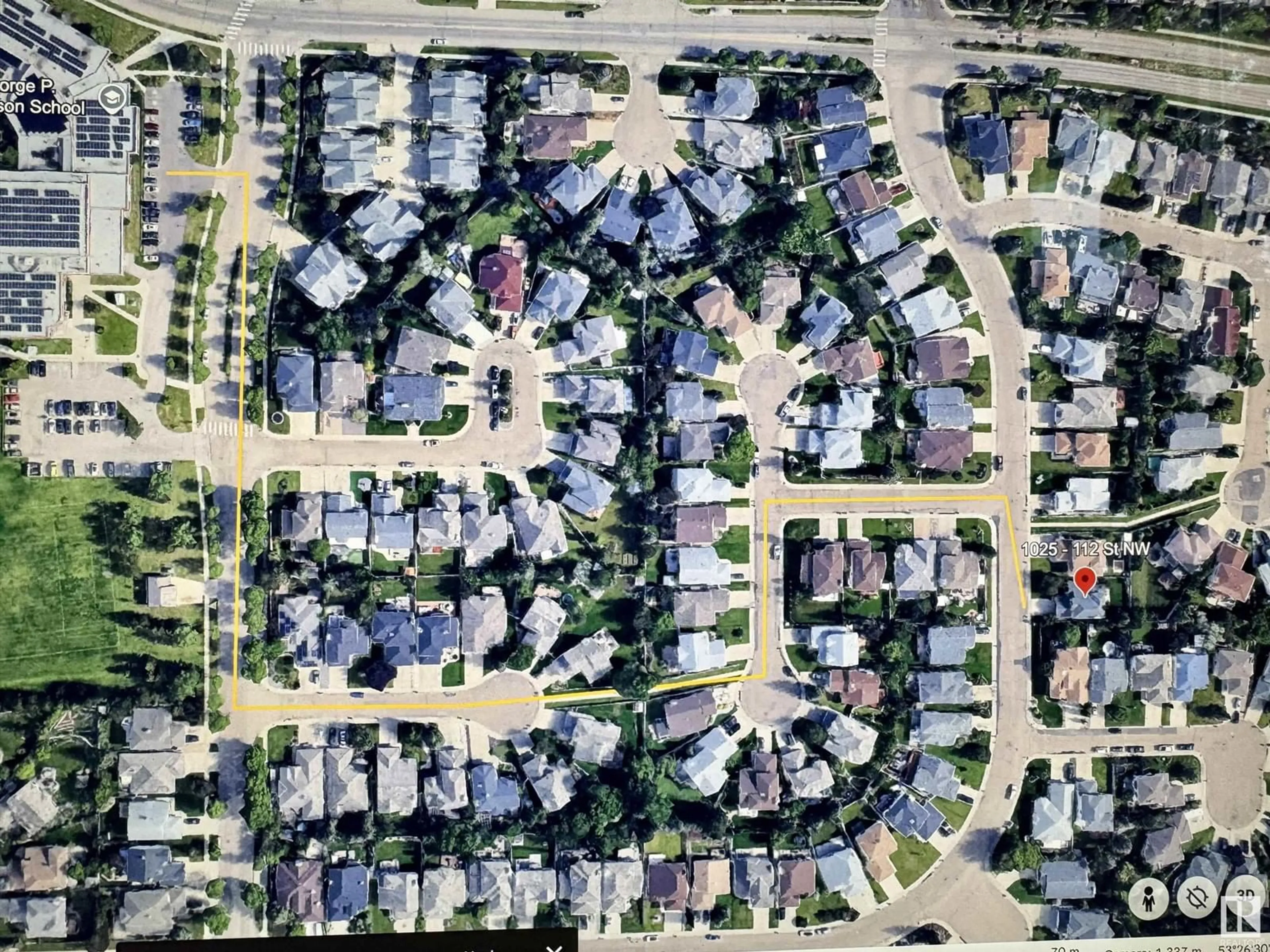 A pic from outside/outdoor area/front of a property/back of a property/a pic from drone, street for NW - 1025 112 ST, Edmonton Alberta T6J6S1