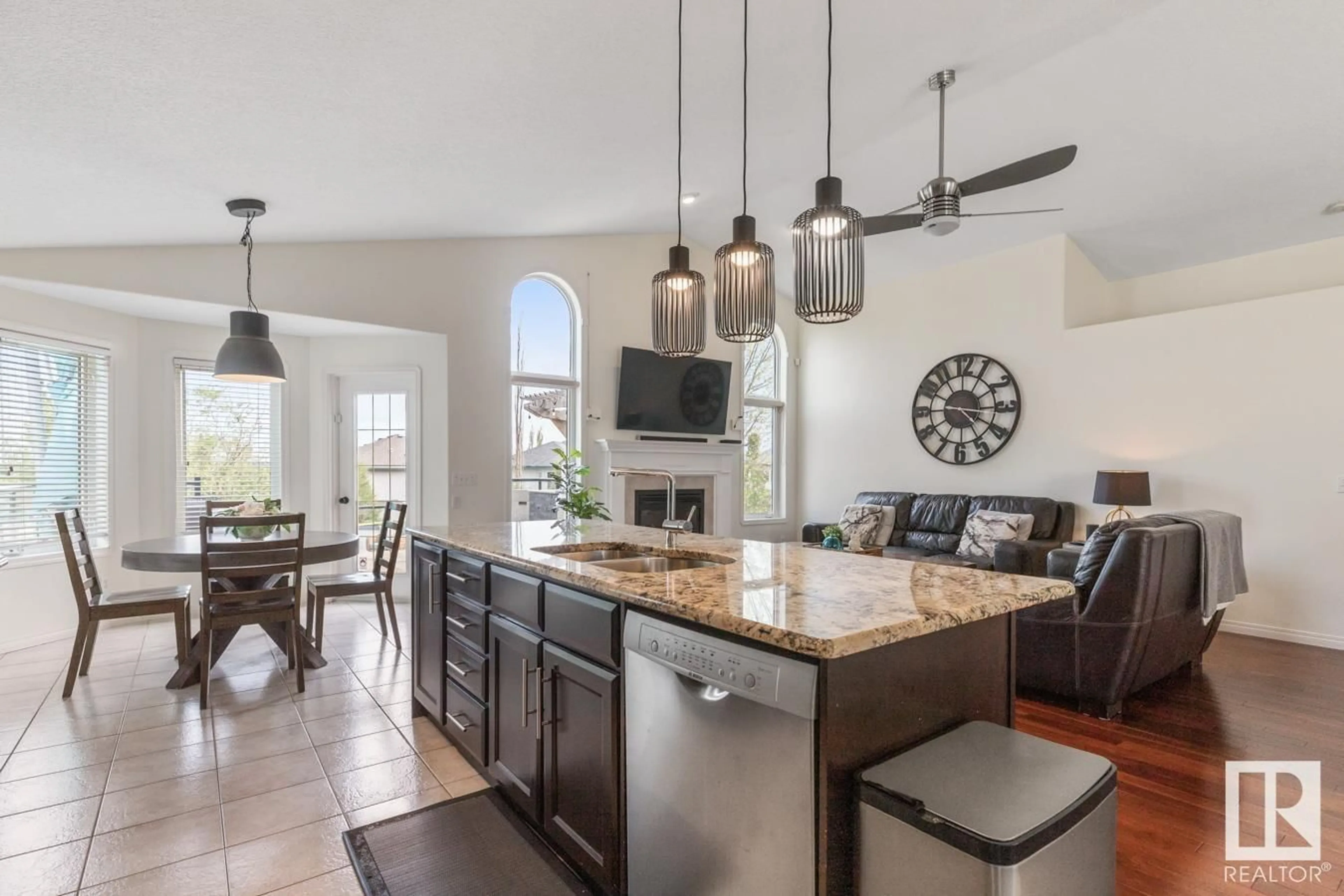 Open concept kitchen, ceramic/tile floor for 398 HERITAGE DR, Sherwood Park Alberta T8A5R3