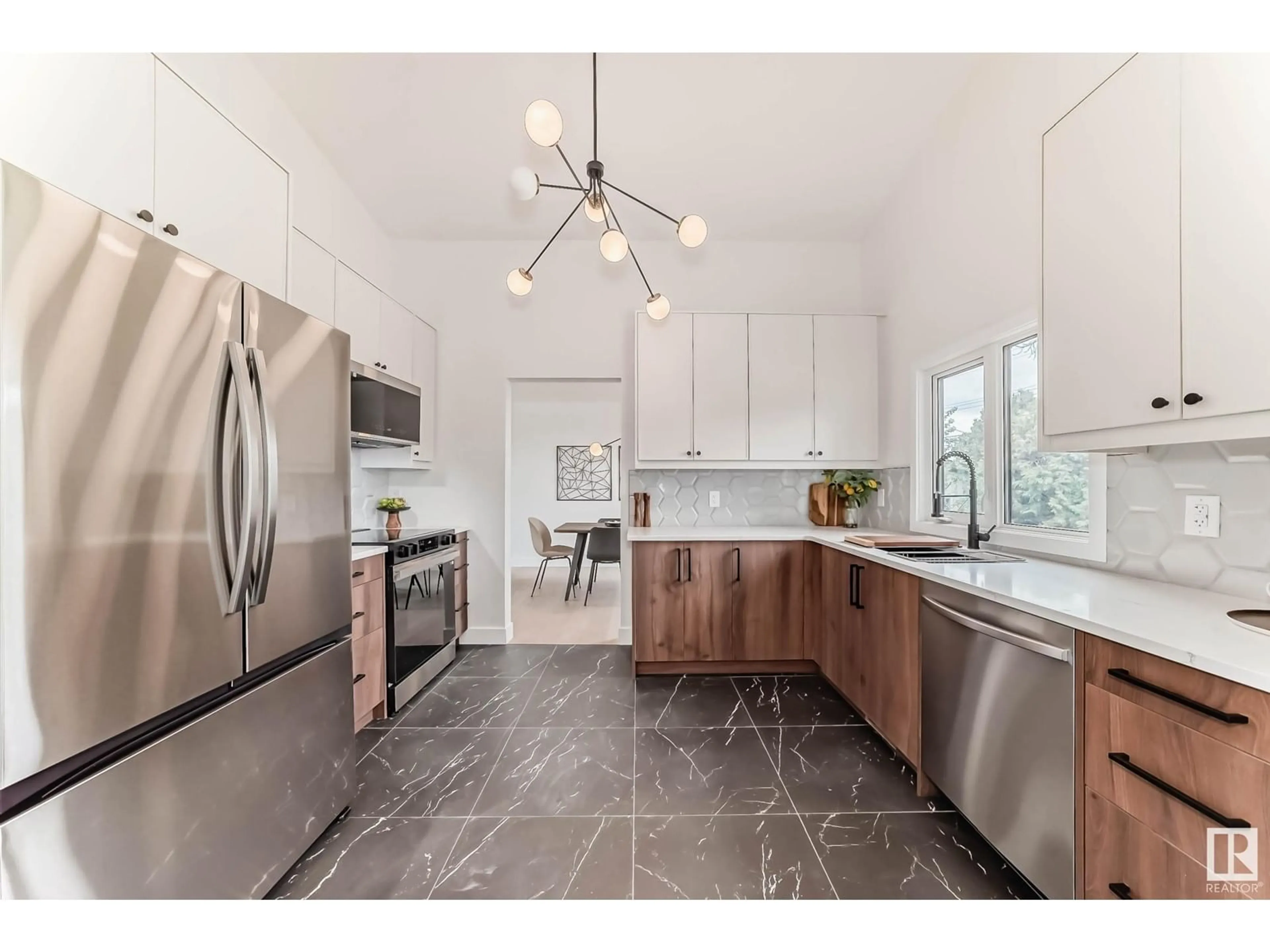Open concept kitchen, ceramic/tile floor for 6407 92A AV, Edmonton Alberta T6B0T5
