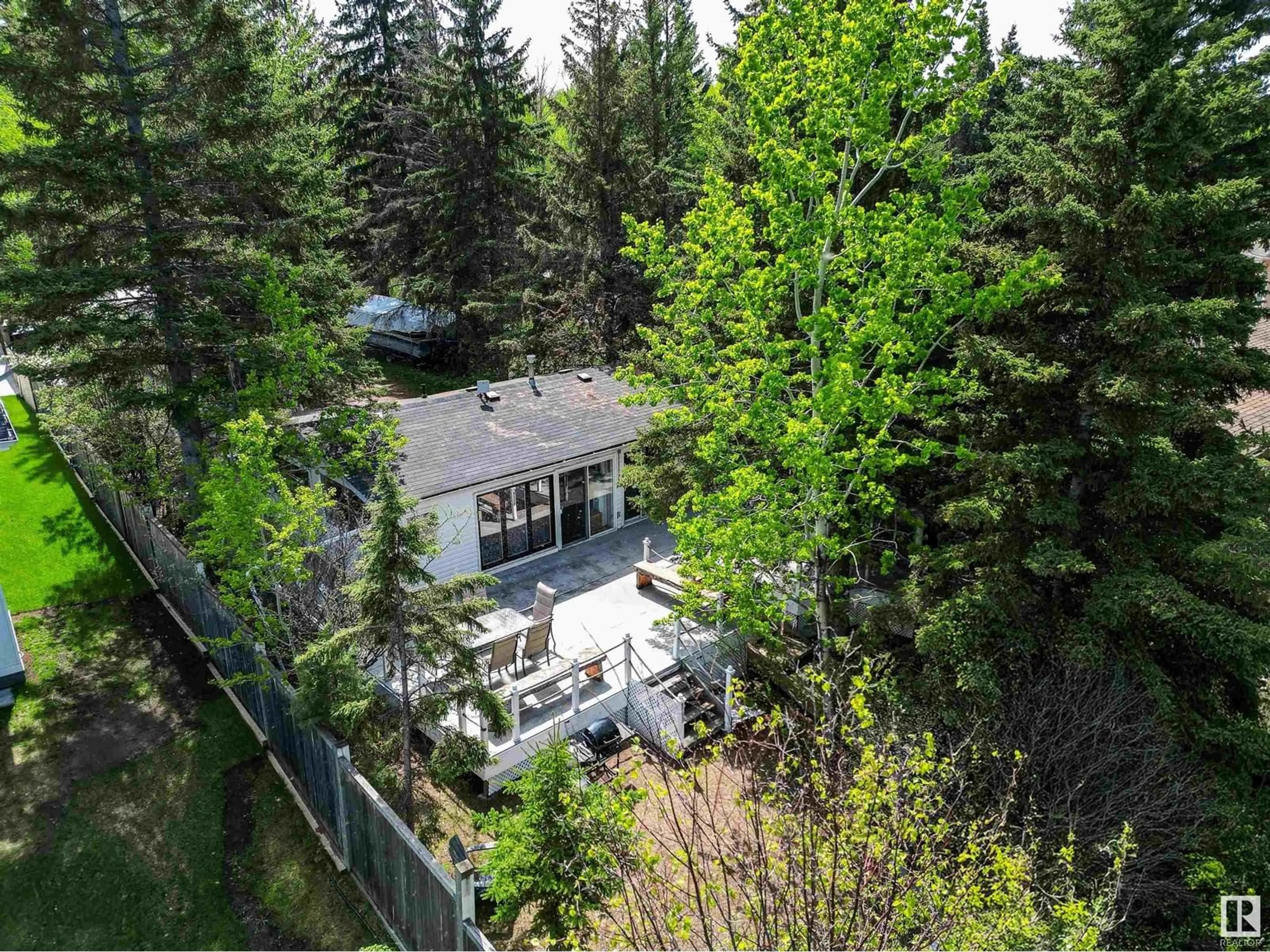 A pic from outside/outdoor area/front of a property/back of a property/a pic from drone, forest/trees view for 32 MARINE DRIVE, Rural Parkland County Alberta T0E2B0