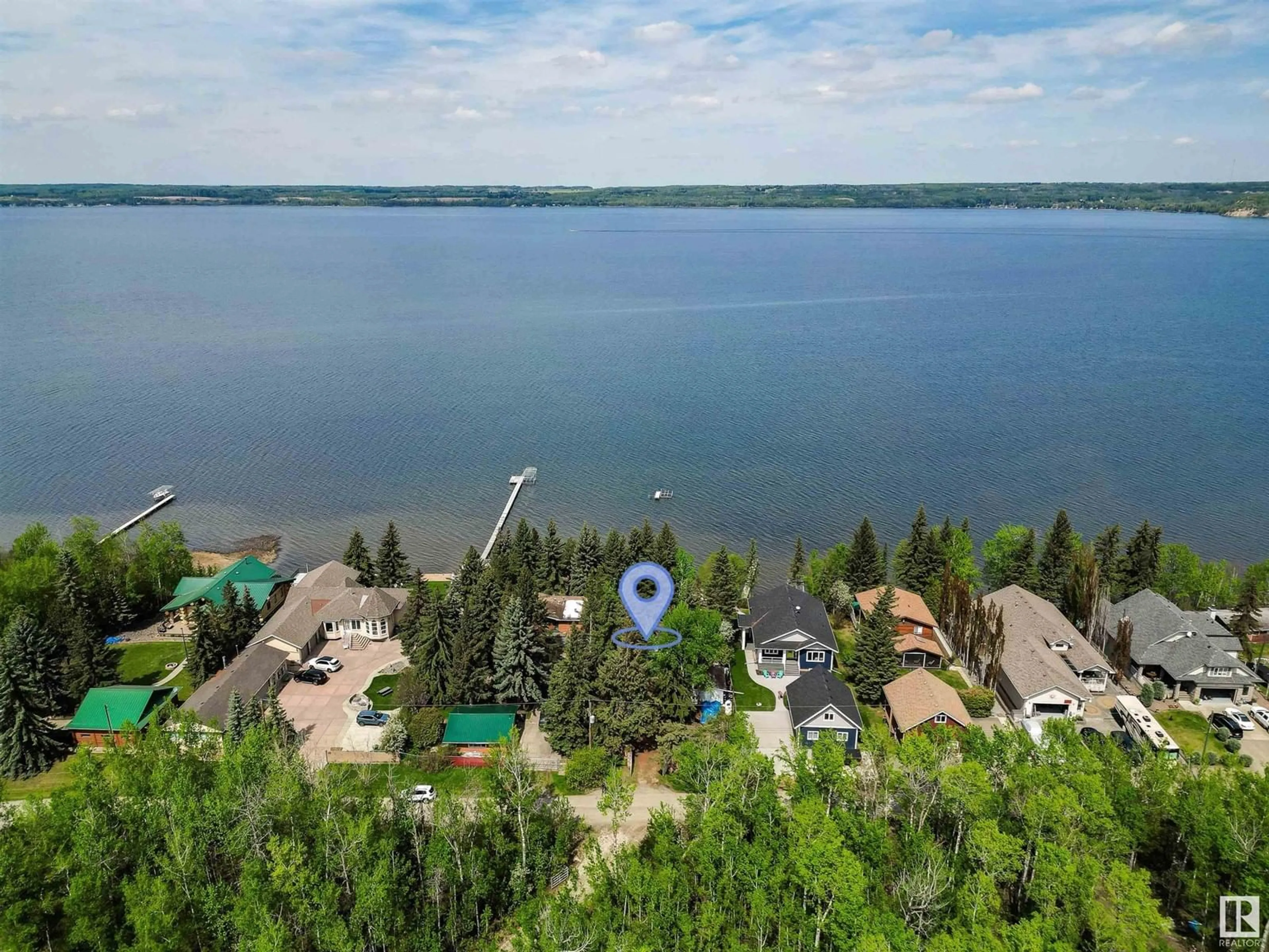 A pic from outside/outdoor area/front of a property/back of a property/a pic from drone, water/lake/river/ocean view for 32 MARINE DRIVE, Rural Parkland County Alberta T0E2B0