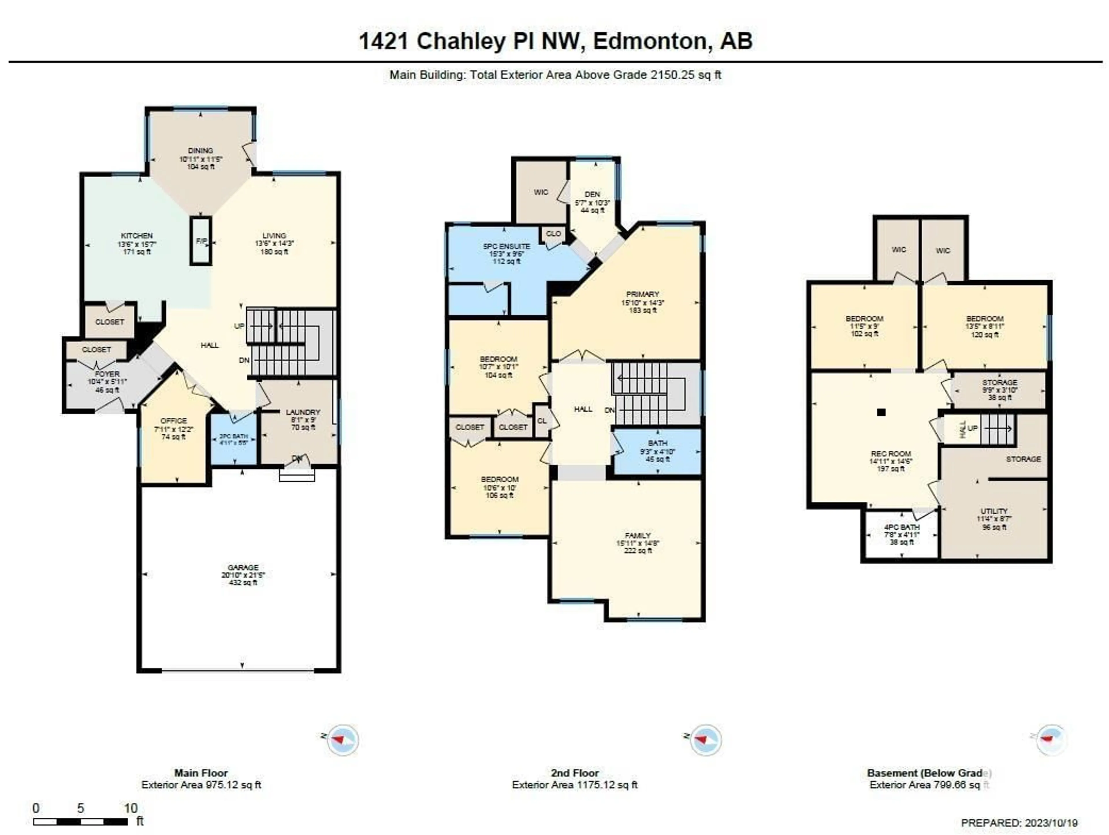 Floor plan for NW - 1421 CHAHLEY PL, Edmonton Alberta T6M0J3