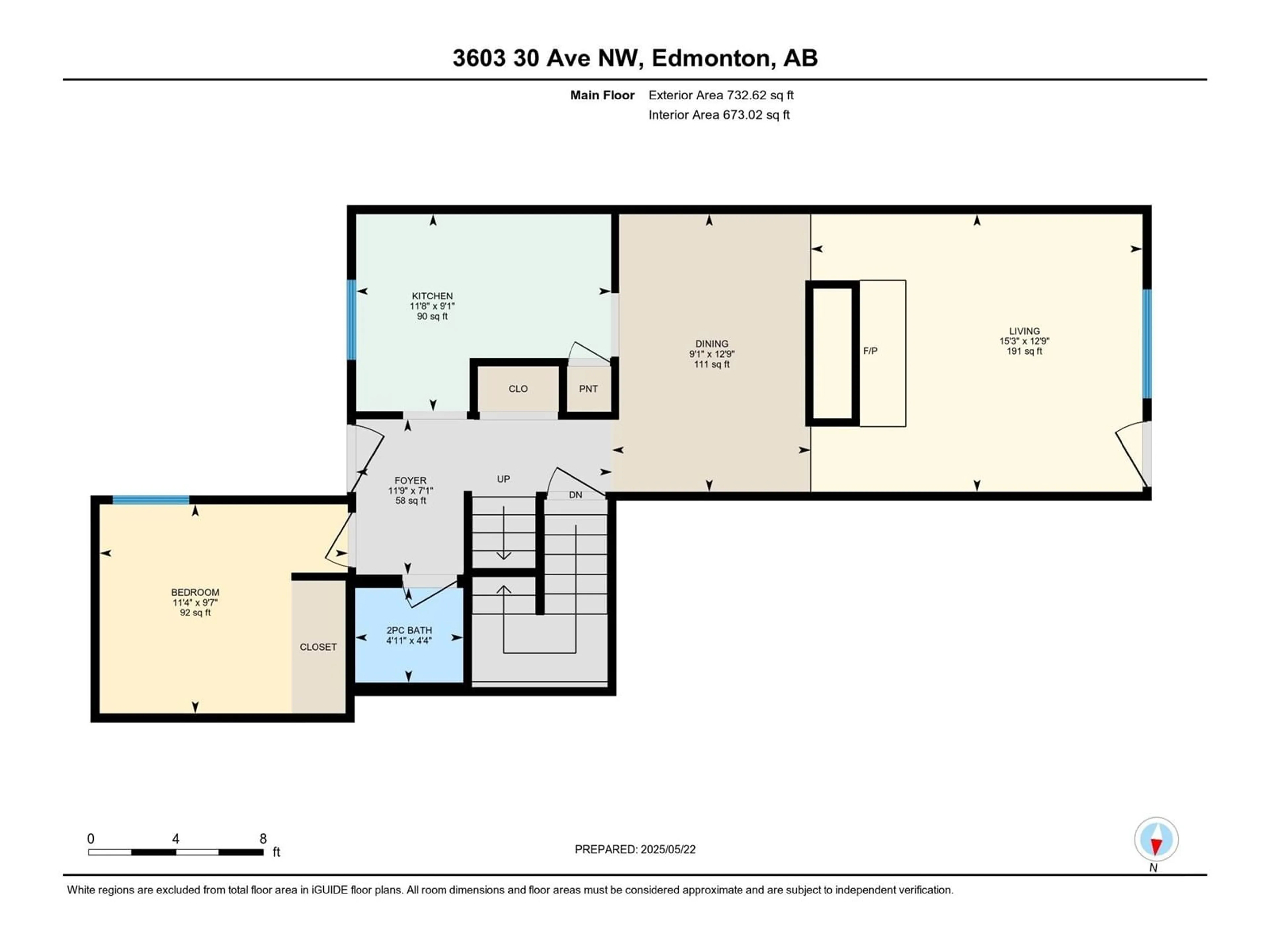 Floor plan for NW - 3603 30 AV, Edmonton Alberta T6L5H5
