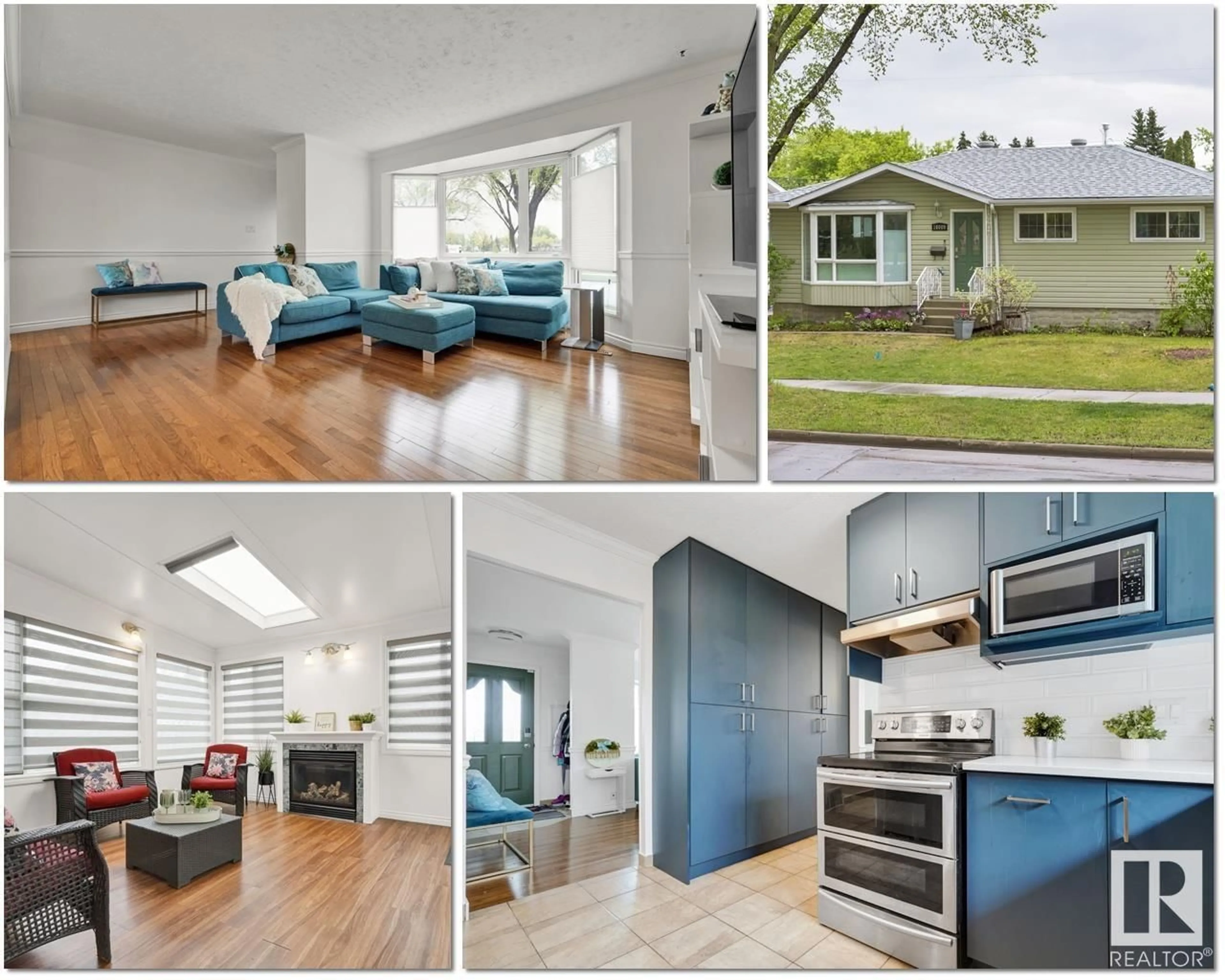 Open concept kitchen, wood/laminate floor for NW - 16009 92 AV, Edmonton Alberta T5R5C7