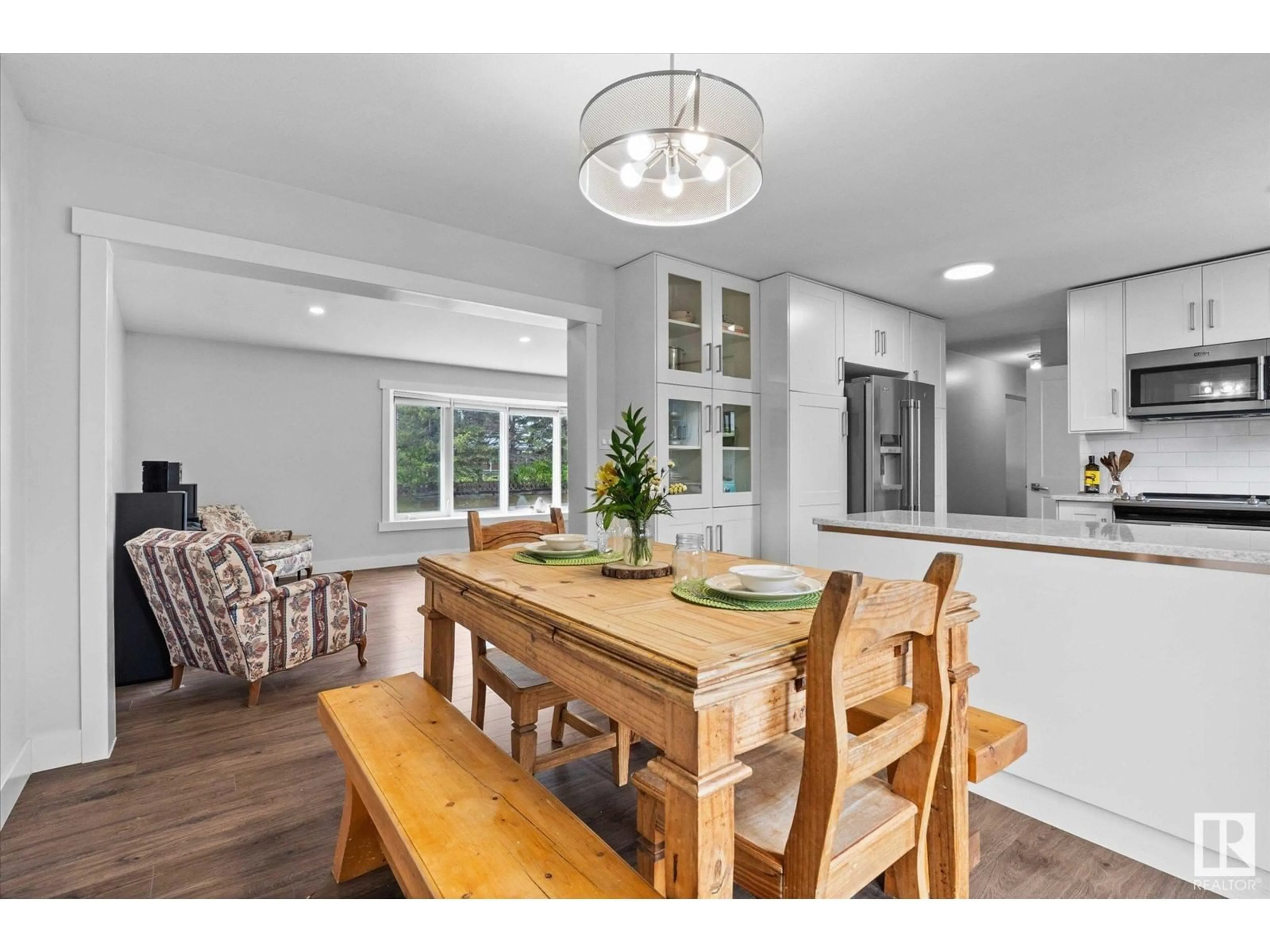 Open concept kitchen, wood/laminate floor for 4920 47 AV, Evansburg Alberta T0E0T0
