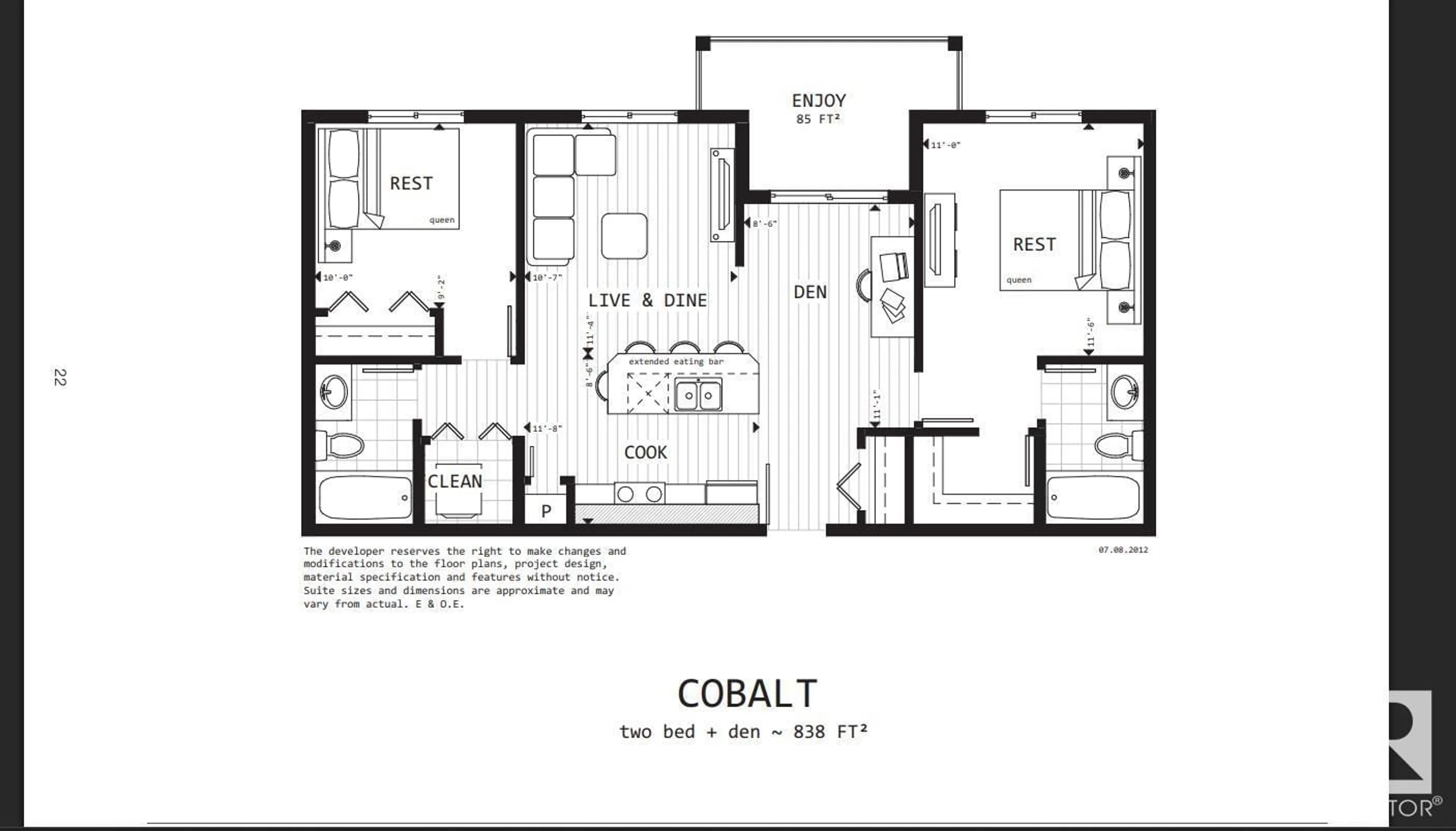 Floor plan for #122 - 5515 7 AV, Edmonton Alberta T6X2A8