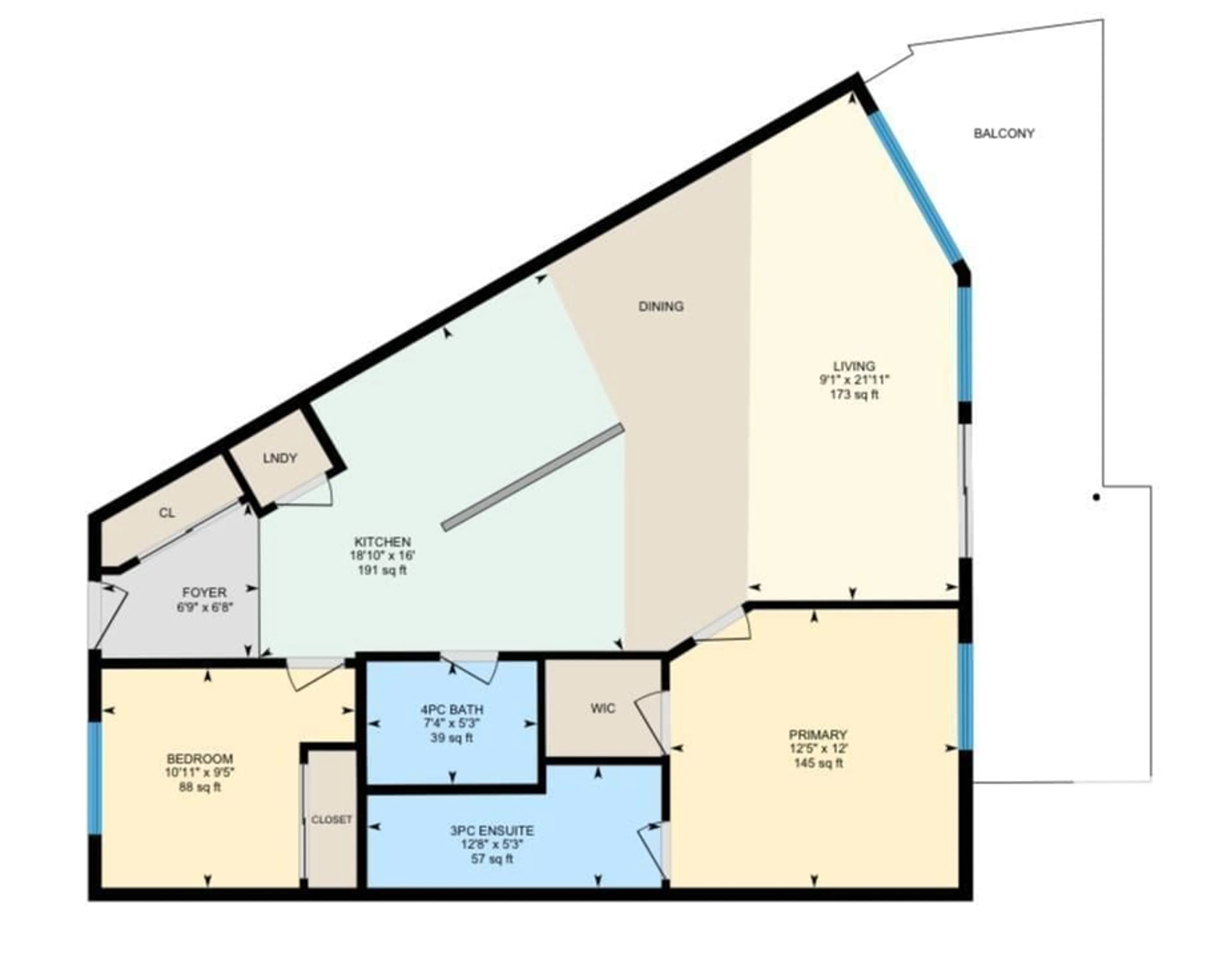 Floor plan for #208 - 10147 112 ST, Edmonton Alberta T5K1M1