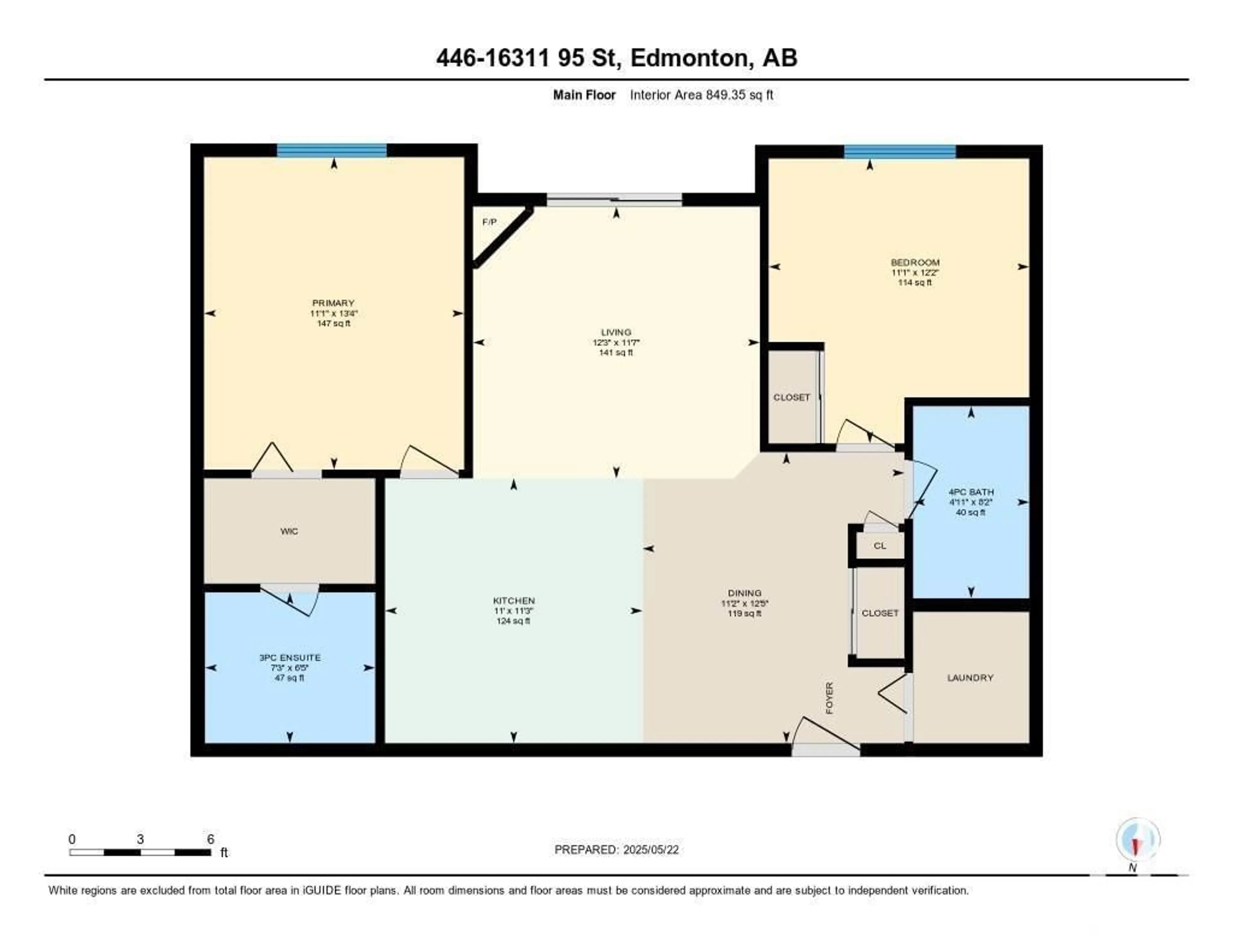Floor plan for #446 - 16311 95 ST, Edmonton Alberta T5Z3Y5