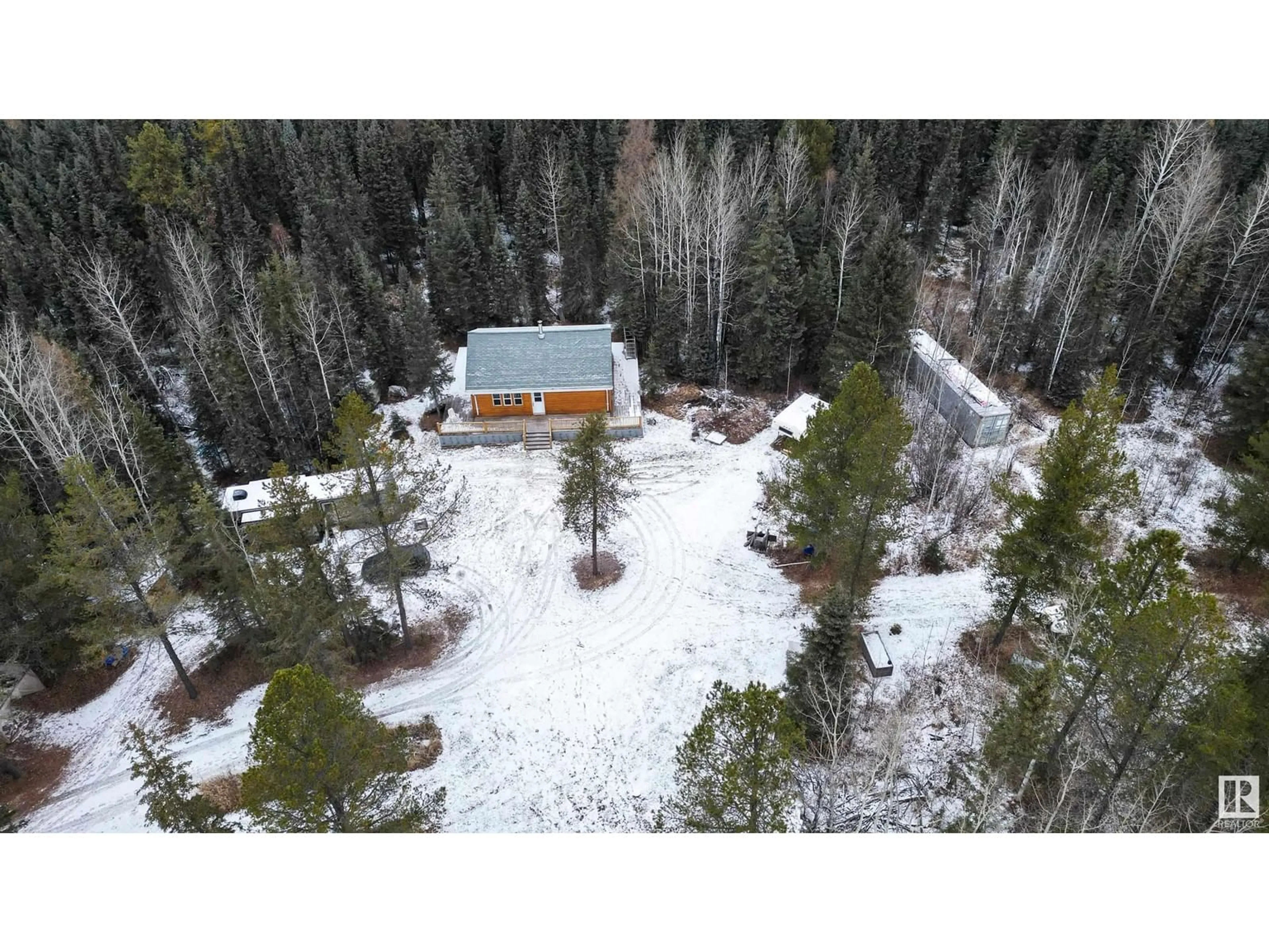 A pic from outside/outdoor area/front of a property/back of a property/a pic from drone, forest/trees view for 53417 RANGE RD 100, Rural Yellowhead Alberta T0E2M0