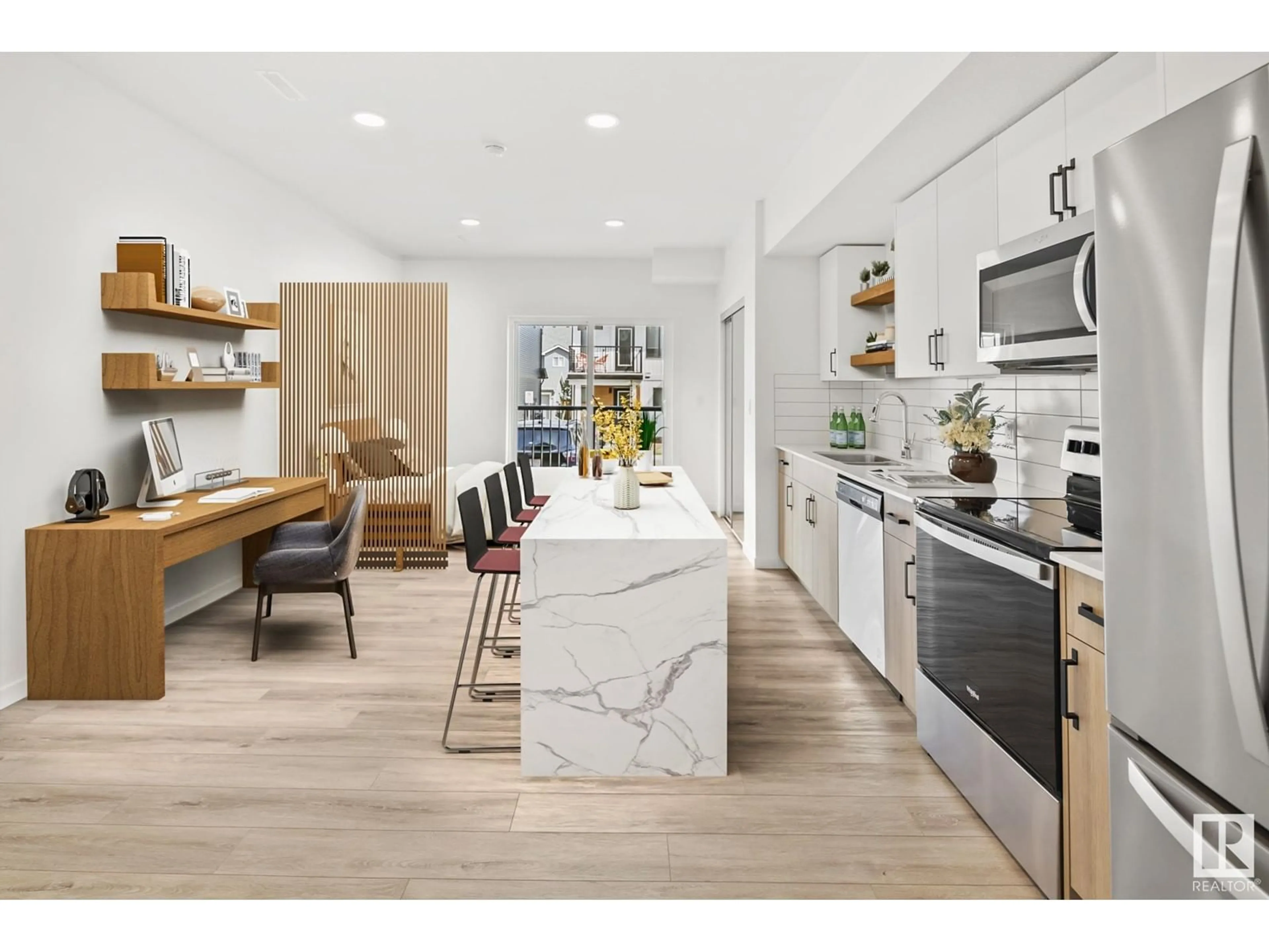 Open concept kitchen, ceramic/tile floor for 860 - 101 SECORD BV, Edmonton Alberta T5T7R9