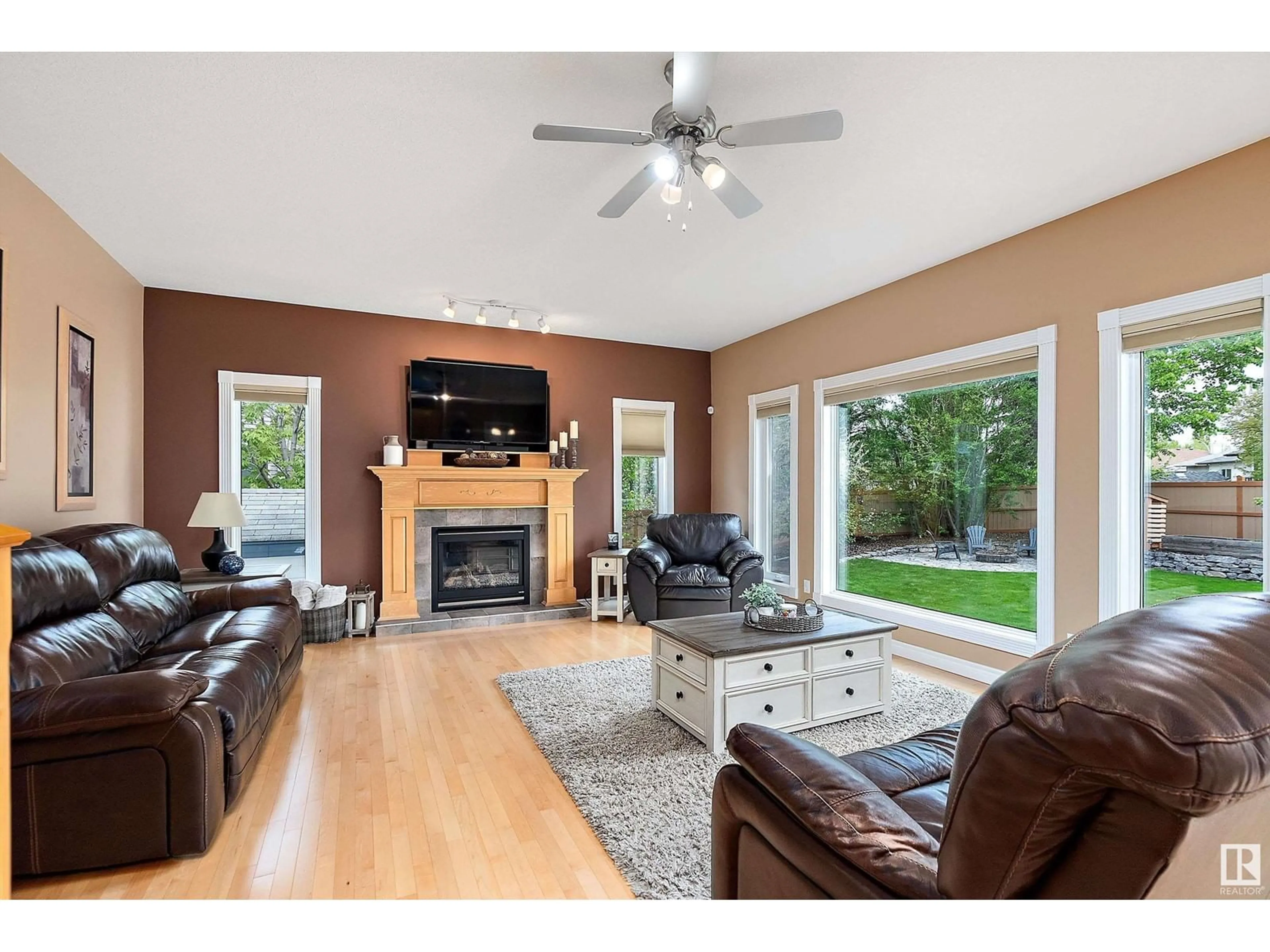 Living room with furniture, wood/laminate floor for 19 WESTLIN CO, Leduc Alberta T9E8H5
