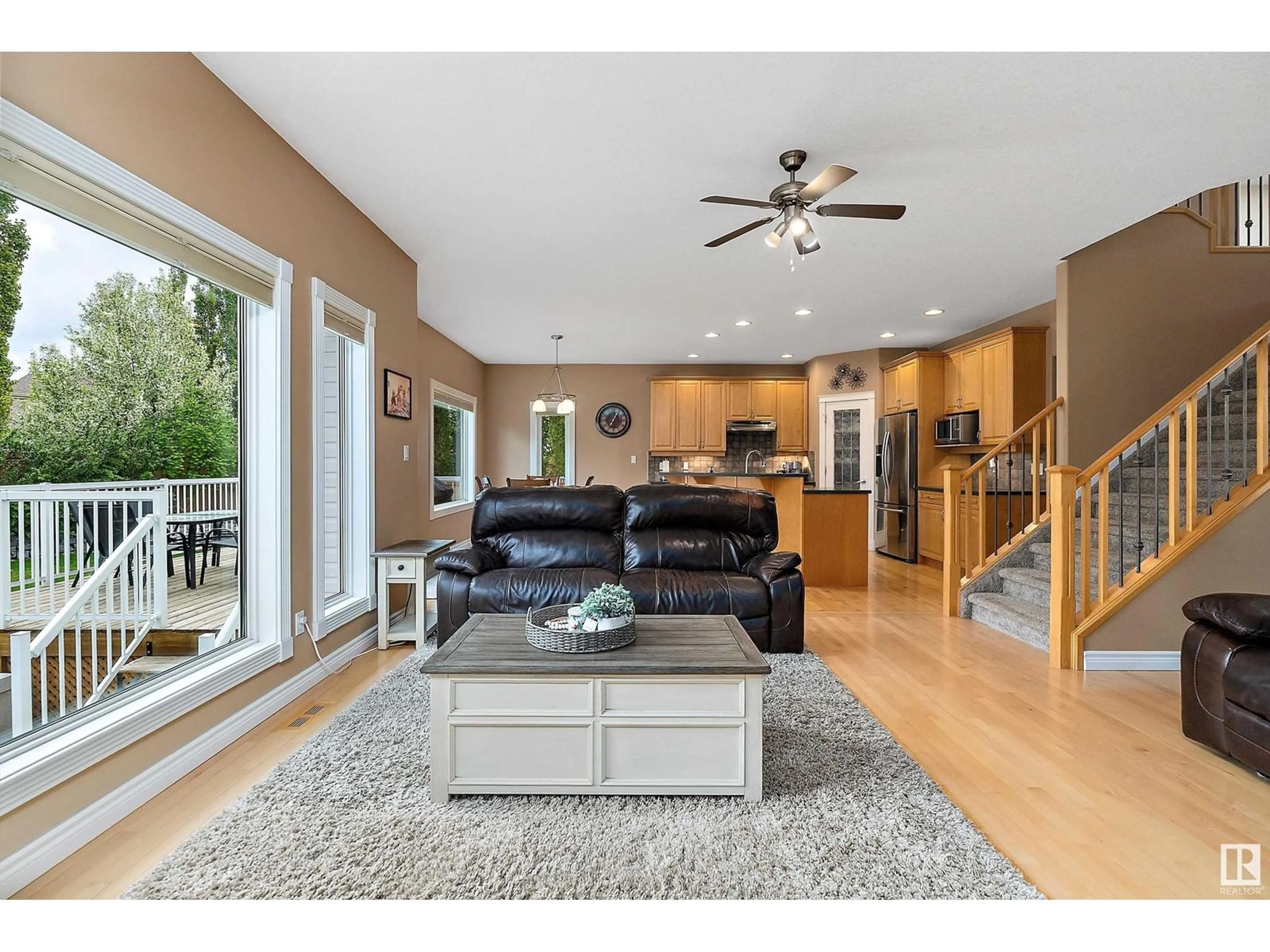 Living room with furniture, wood/laminate floor for 19 WESTLIN CO, Leduc Alberta T9E8H5
