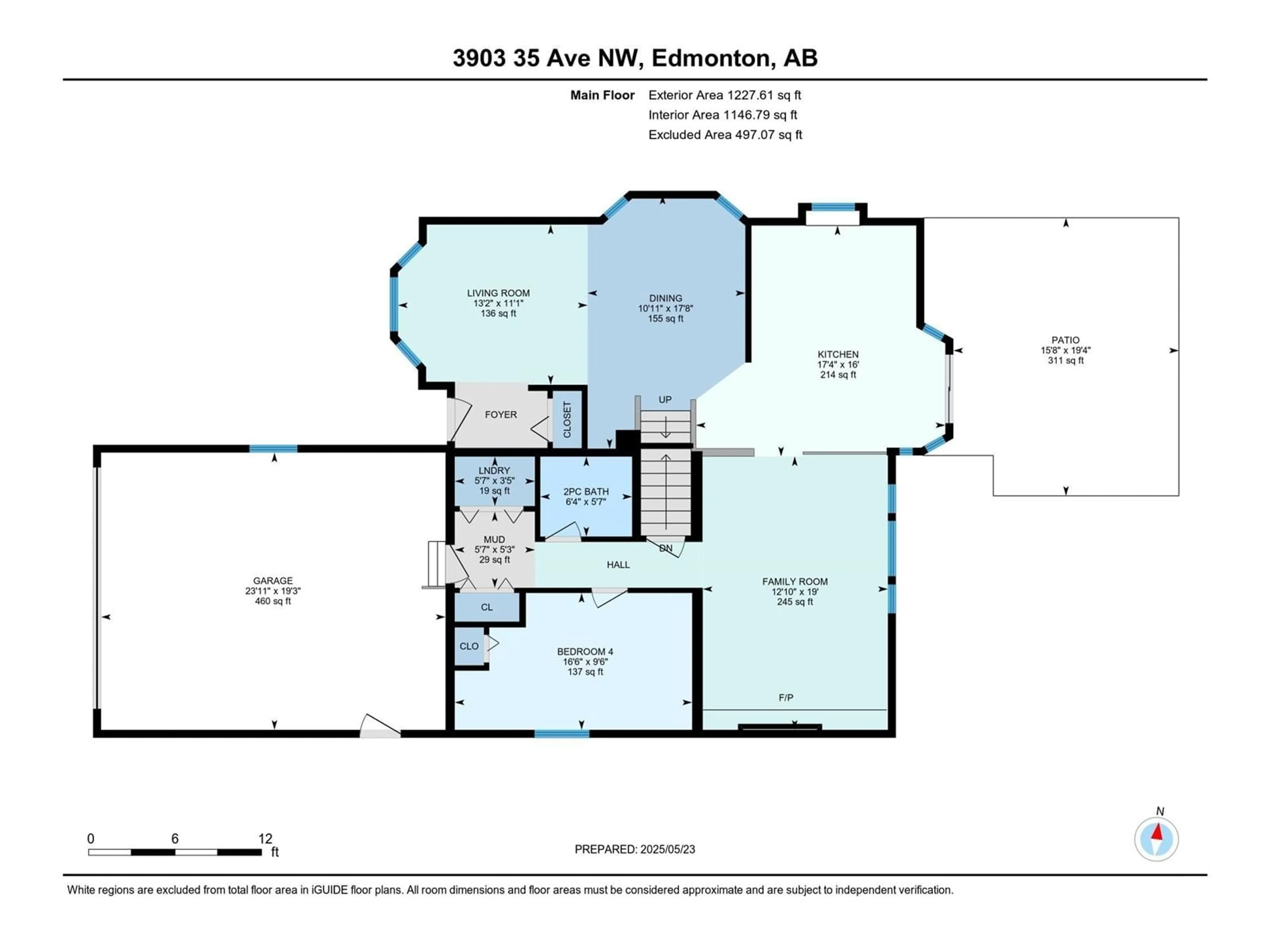 Floor plan for 3903 35 AV, Edmonton Alberta T6L5E7
