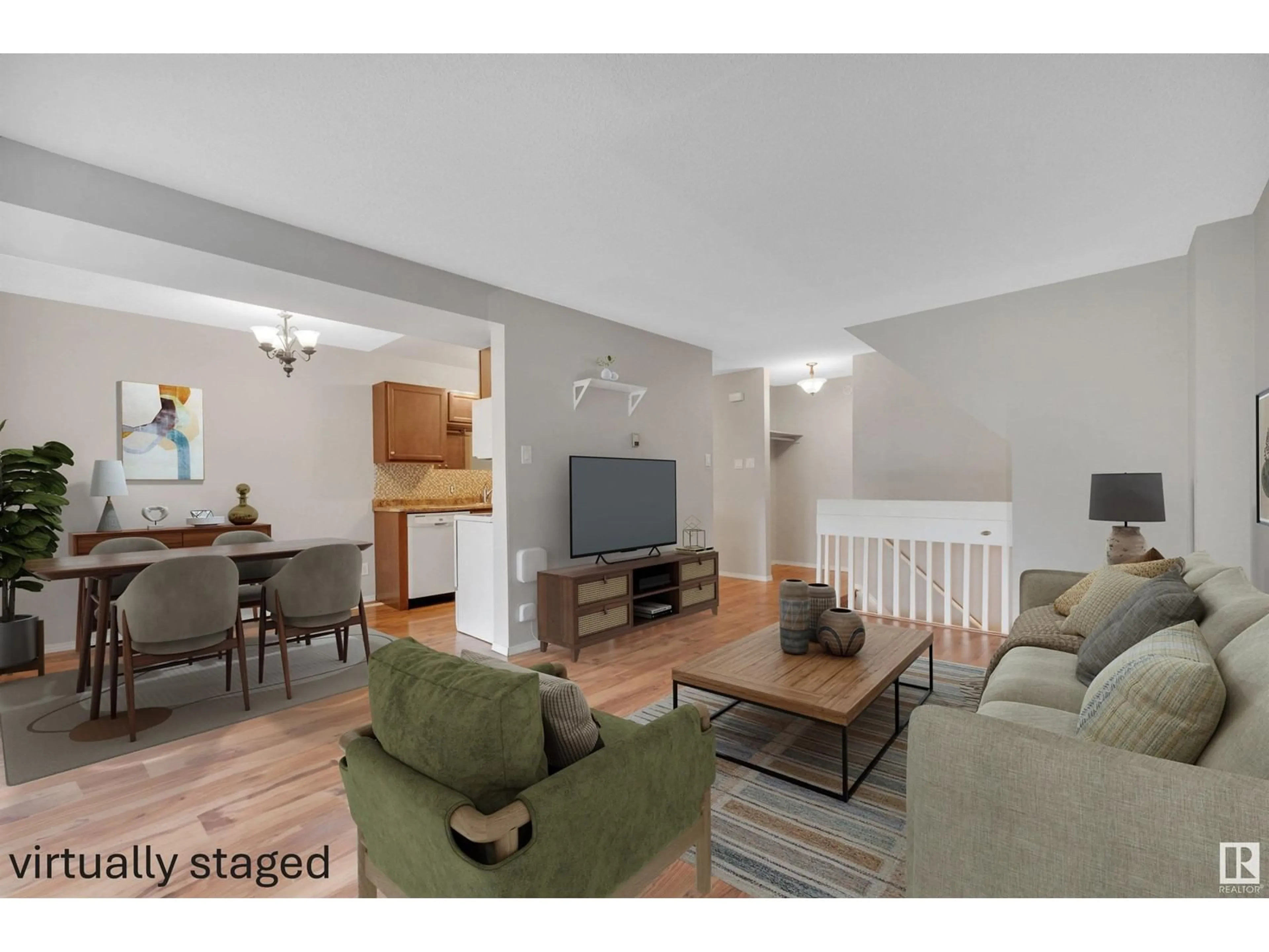 Living room with furniture, wood/laminate floor for B - 16405 89 AV, Edmonton Alberta T5R4S1