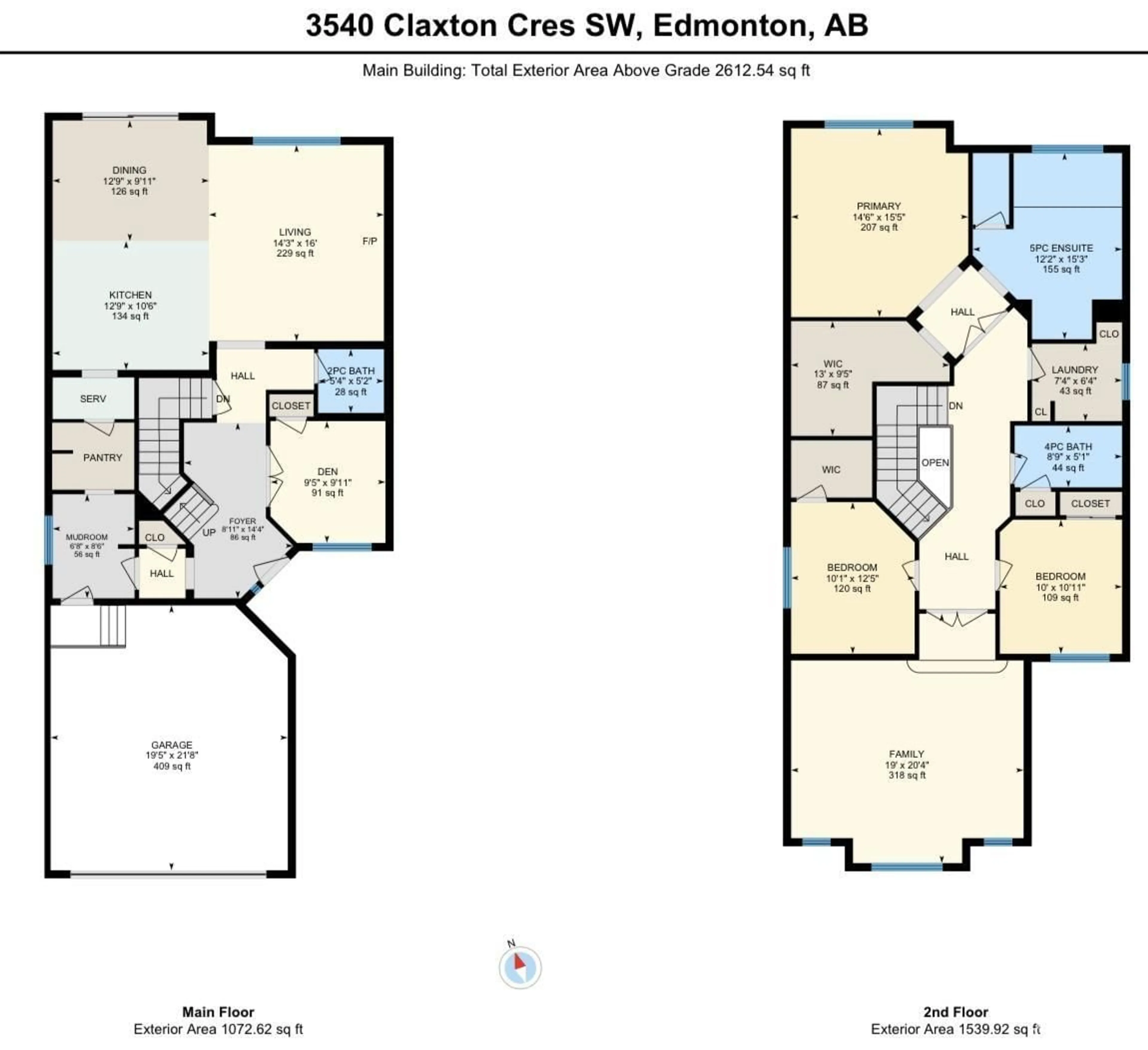 Floor plan for 3540 CLAXTON CR, Edmonton Alberta T6W0Z6
