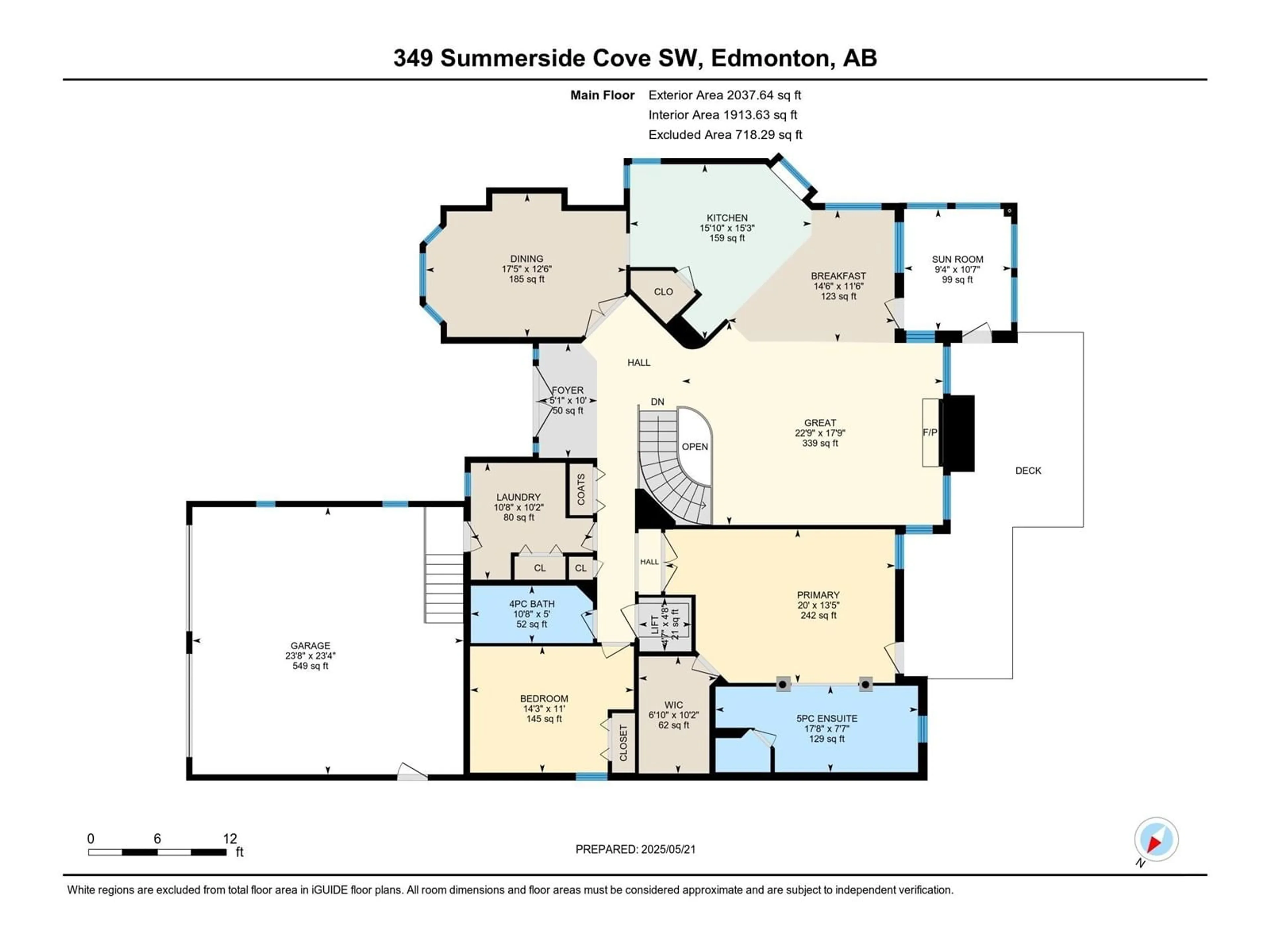 Floor plan for 349 SUMMERSIDE COVE CV, Edmonton Alberta T6X1B3