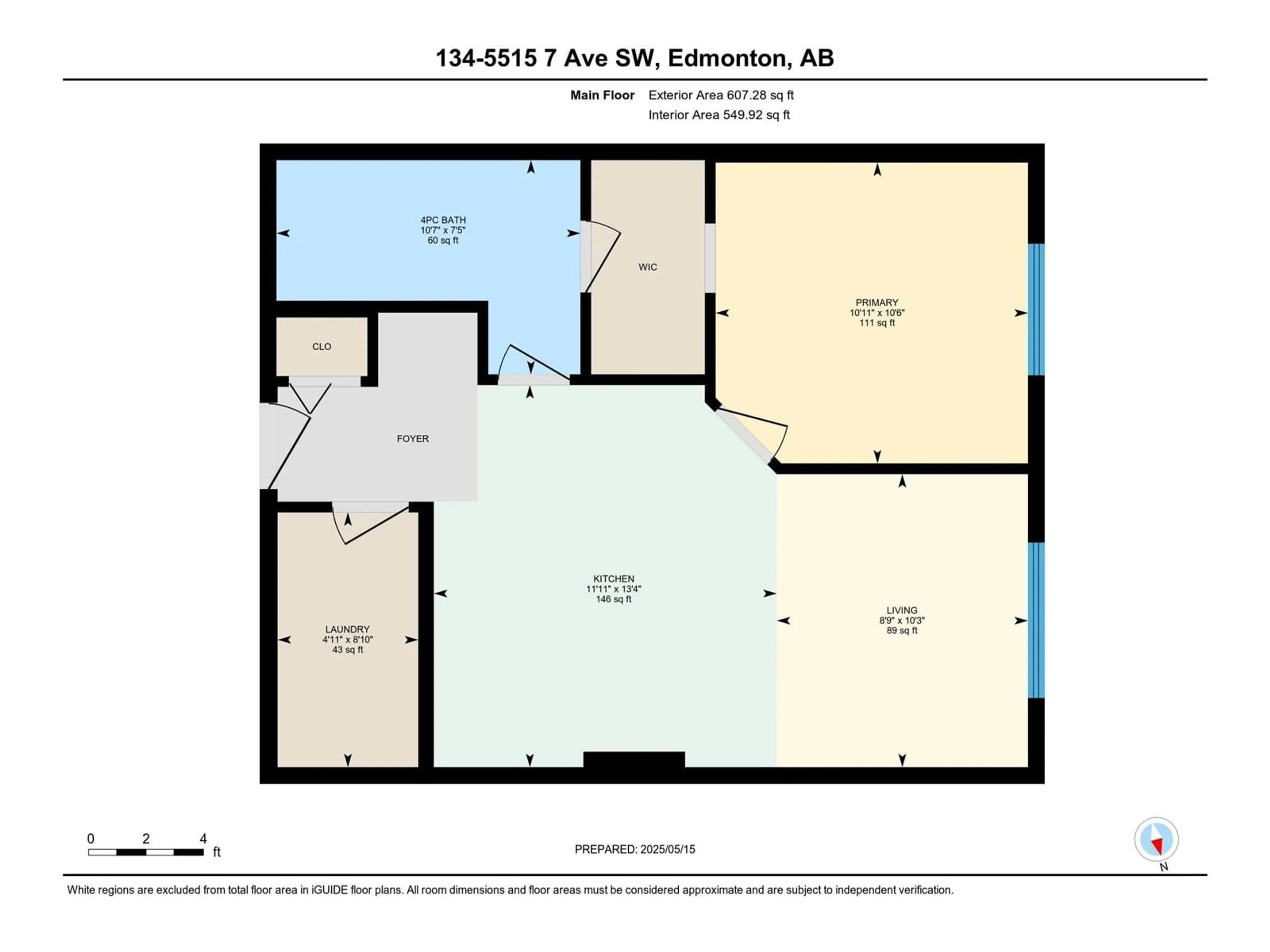 Floor plan for #134 - 5515 7 AV, Edmonton Alberta T6X2A8