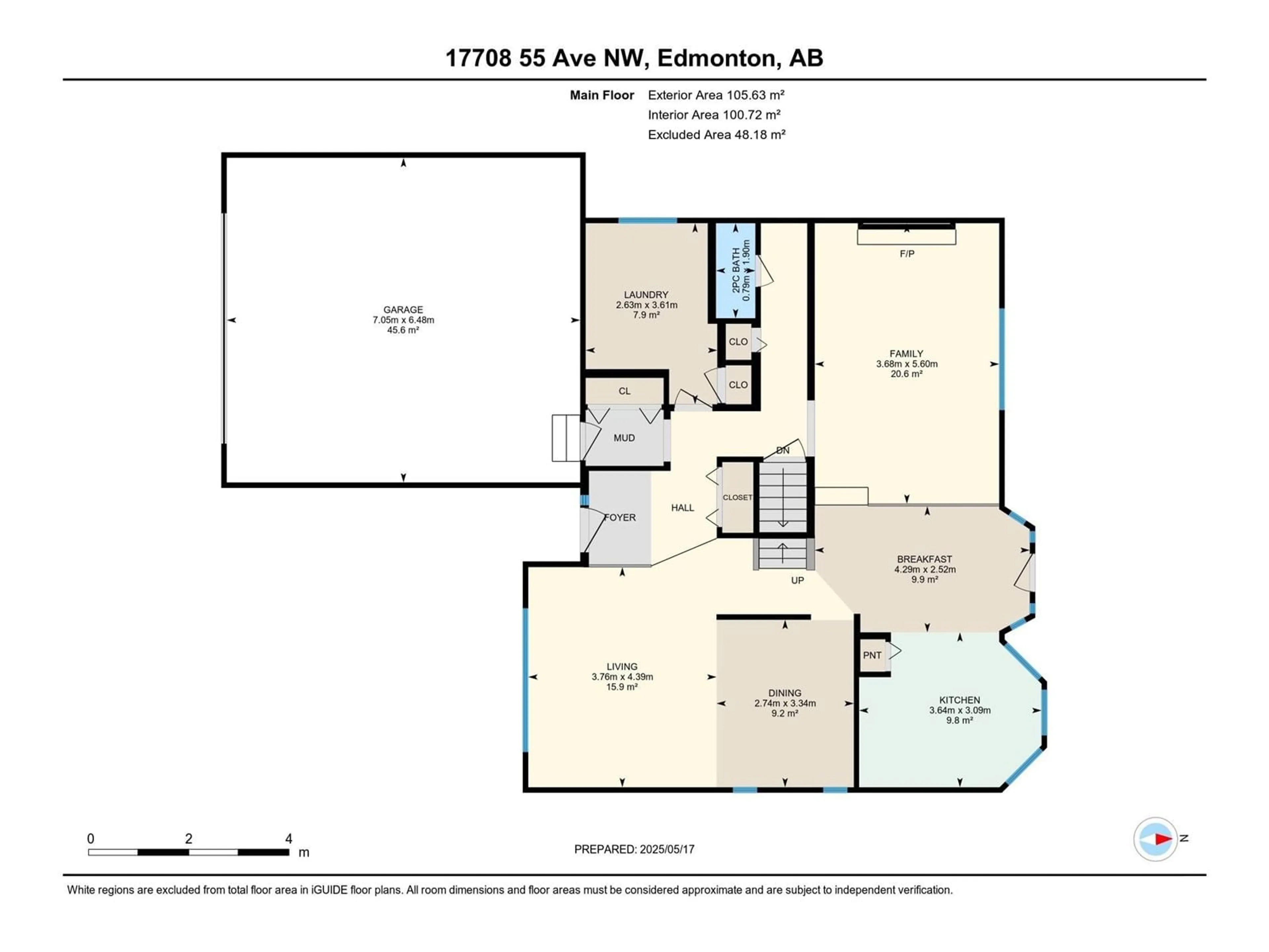 Floor plan for NW - 17708 55 AV, Edmonton Alberta T6M1C9