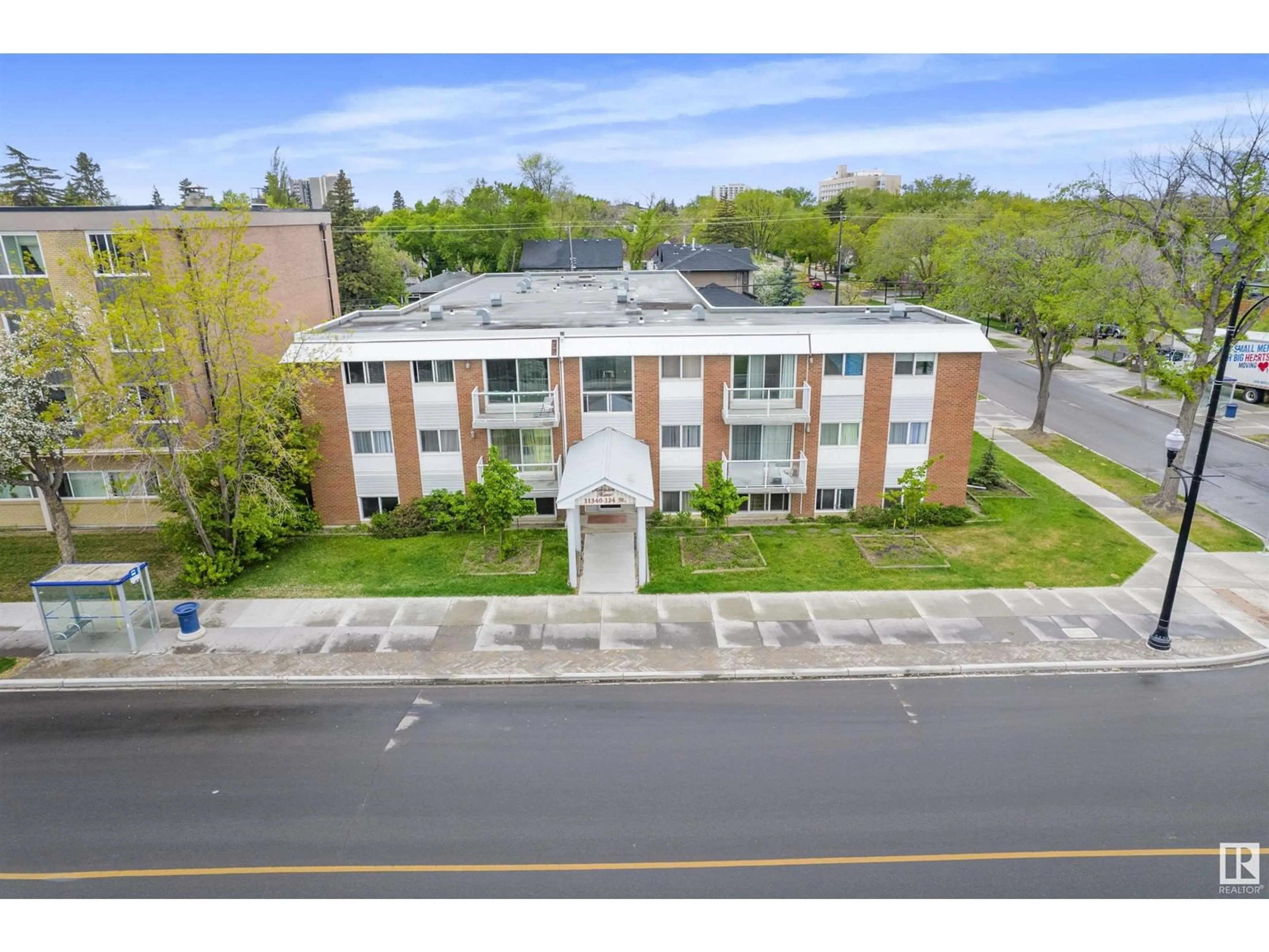 A pic from outside/outdoor area/front of a property/back of a property/a pic from drone, building for #303 - 11340 124 ST, Edmonton Alberta T5M0K1