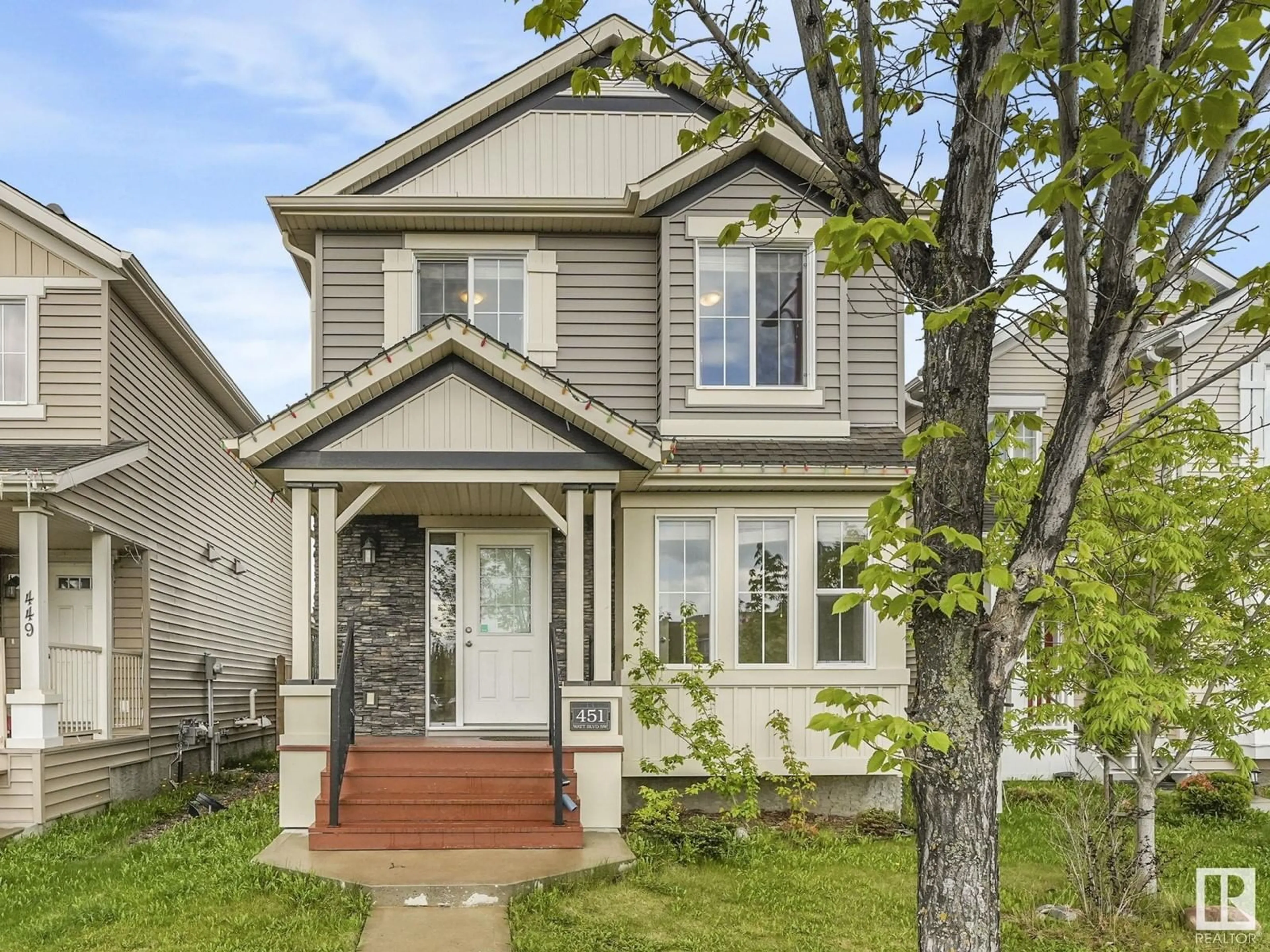Home with vinyl exterior material, street for SW - 451 WATT BV, Edmonton Alberta T6X1P9