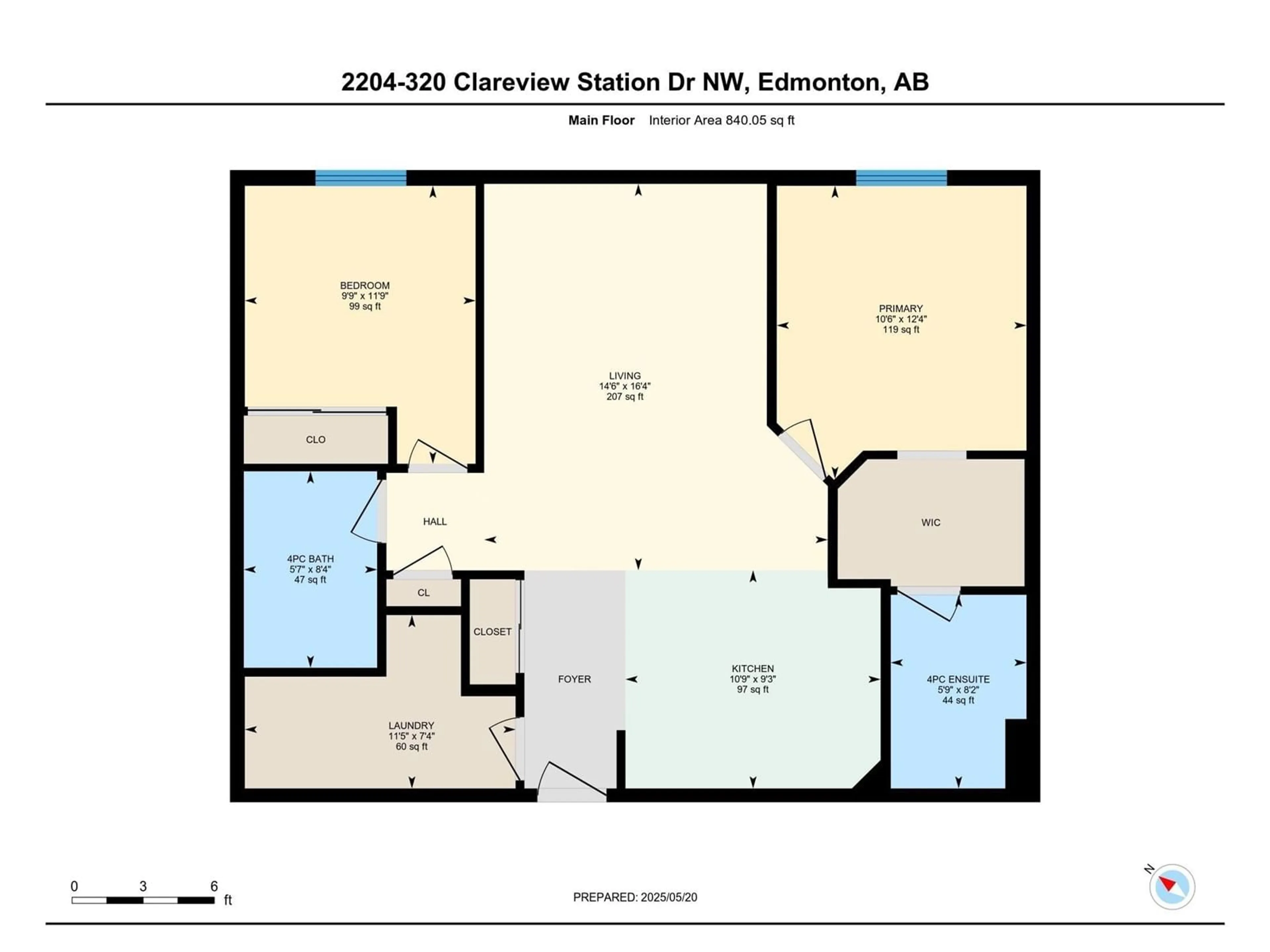 Floor plan for #2204 - 320 CLAREVIEW STATION DR, Edmonton Alberta T5Y0E5