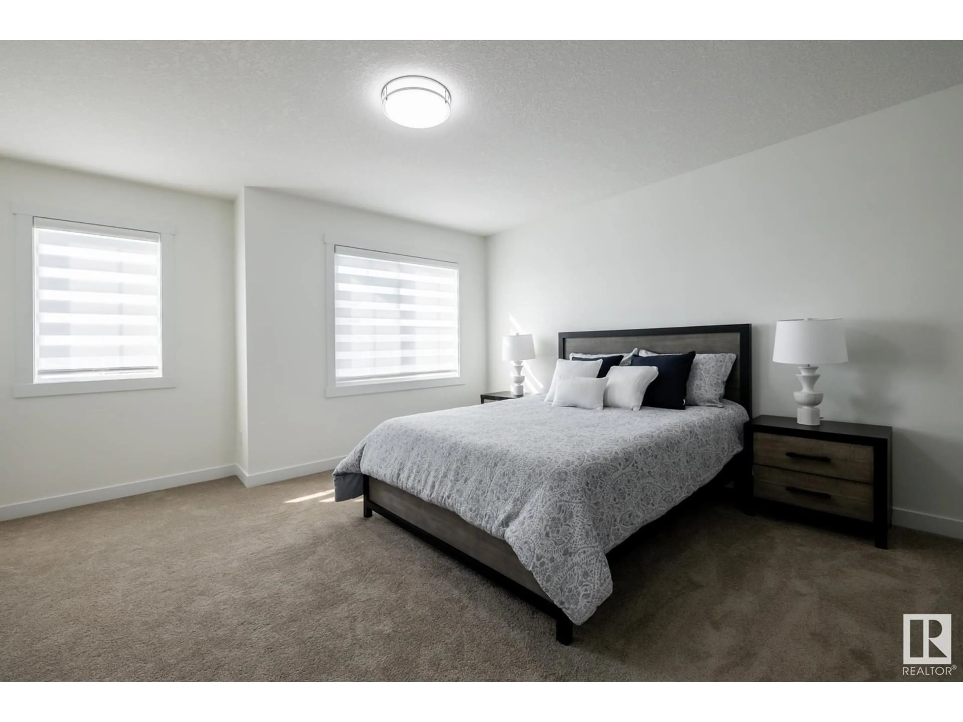 Bedroom with bed, carpet floor for 4707 HAWTHORN LN, Edmonton Alberta T6X3C5