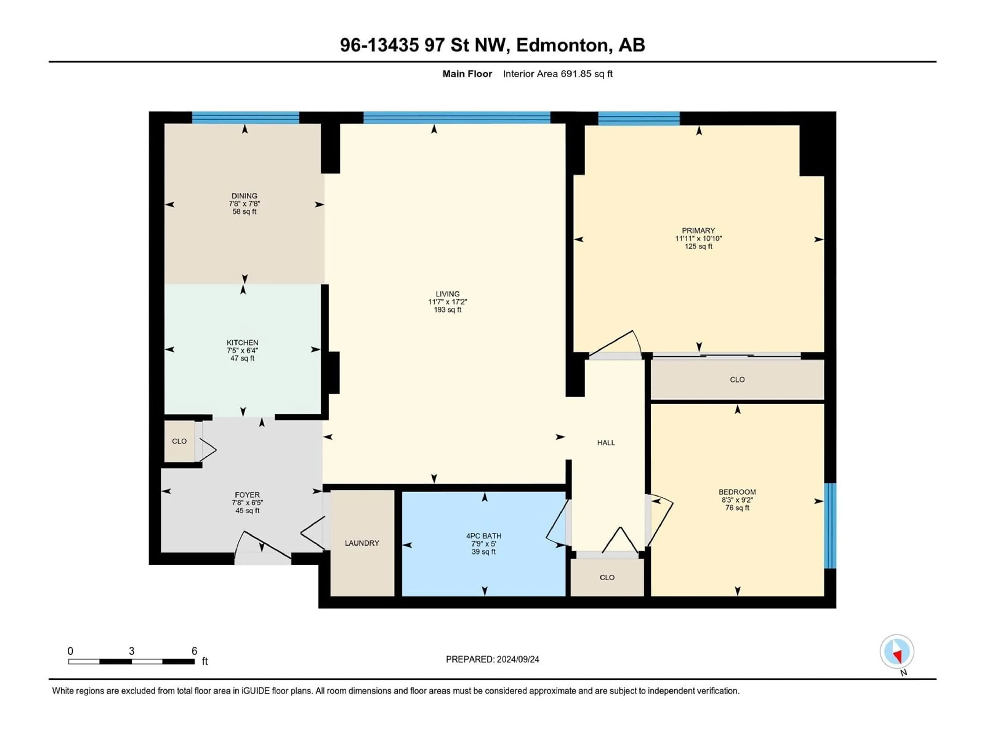 Floor plan for 96 13435 97 ST NW, Edmonton Alberta T5H4C8