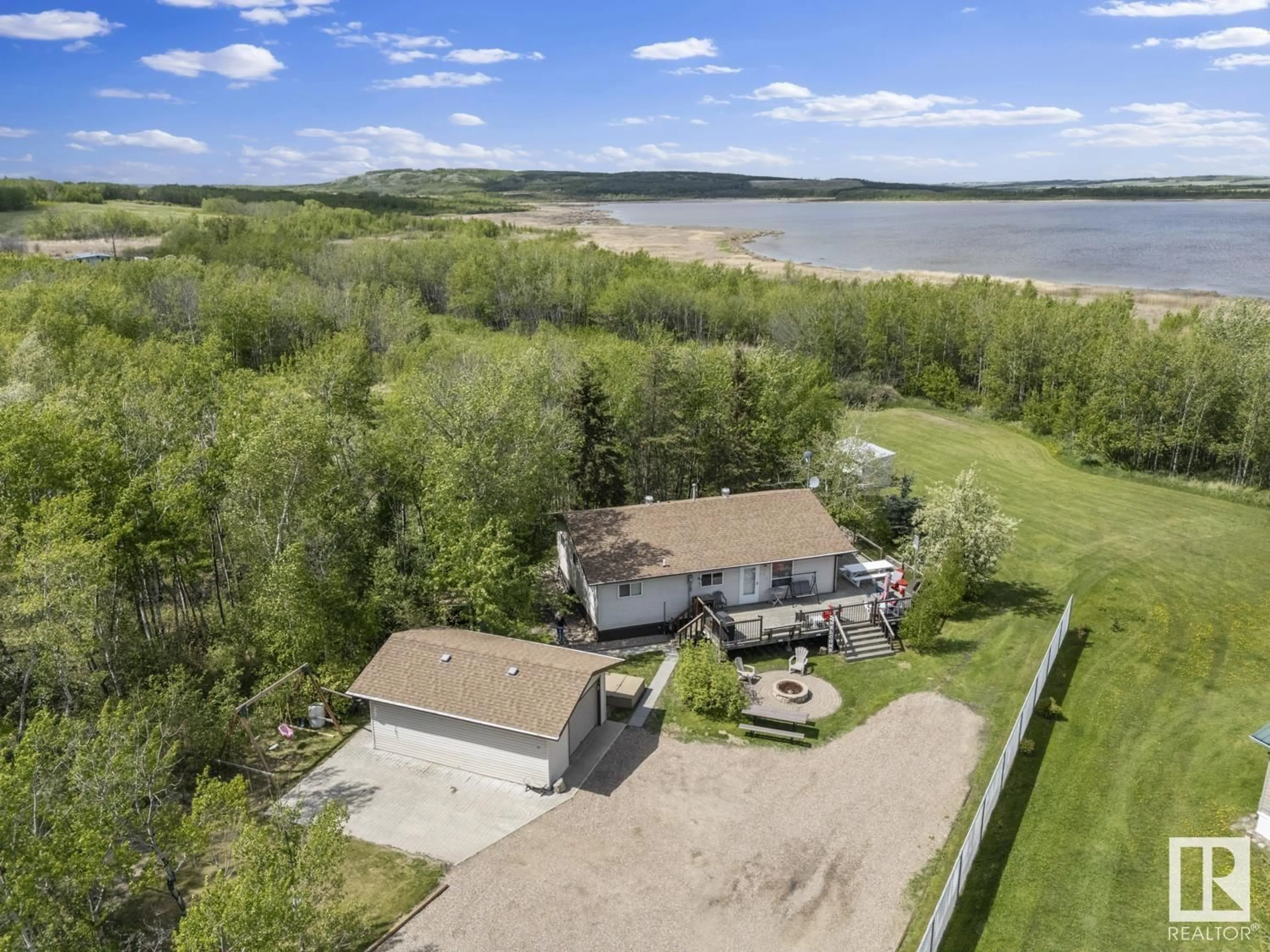 A pic from outside/outdoor area/front of a property/back of a property/a pic from drone, water/lake/river/ocean view for 36 45522 TWP RD 593A, Rural Bonnyville M.D. Alberta T9N2J6