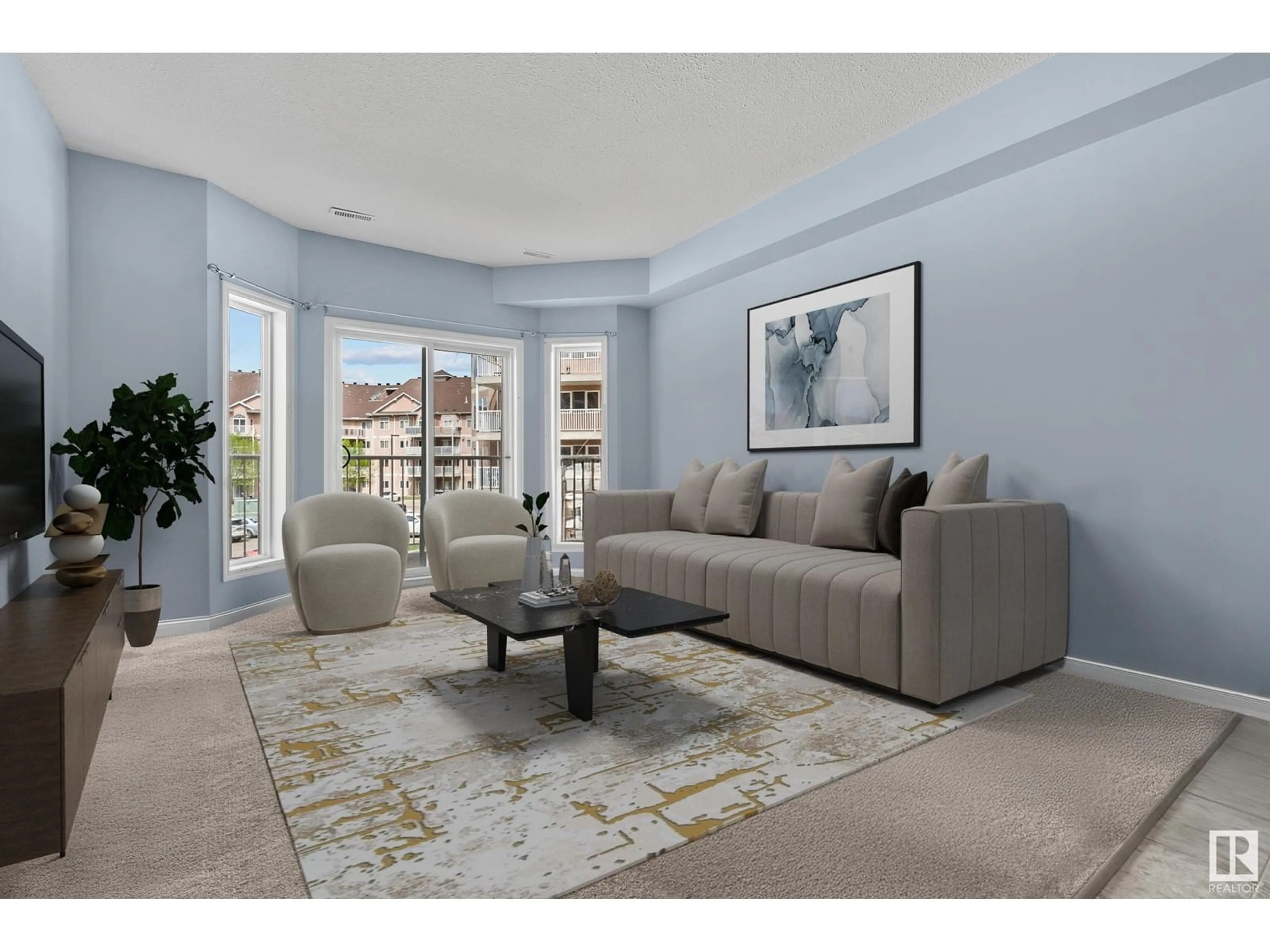 Living room with furniture, unknown for 4304 - 225 139 AV, Edmonton Alberta T5Y0H6