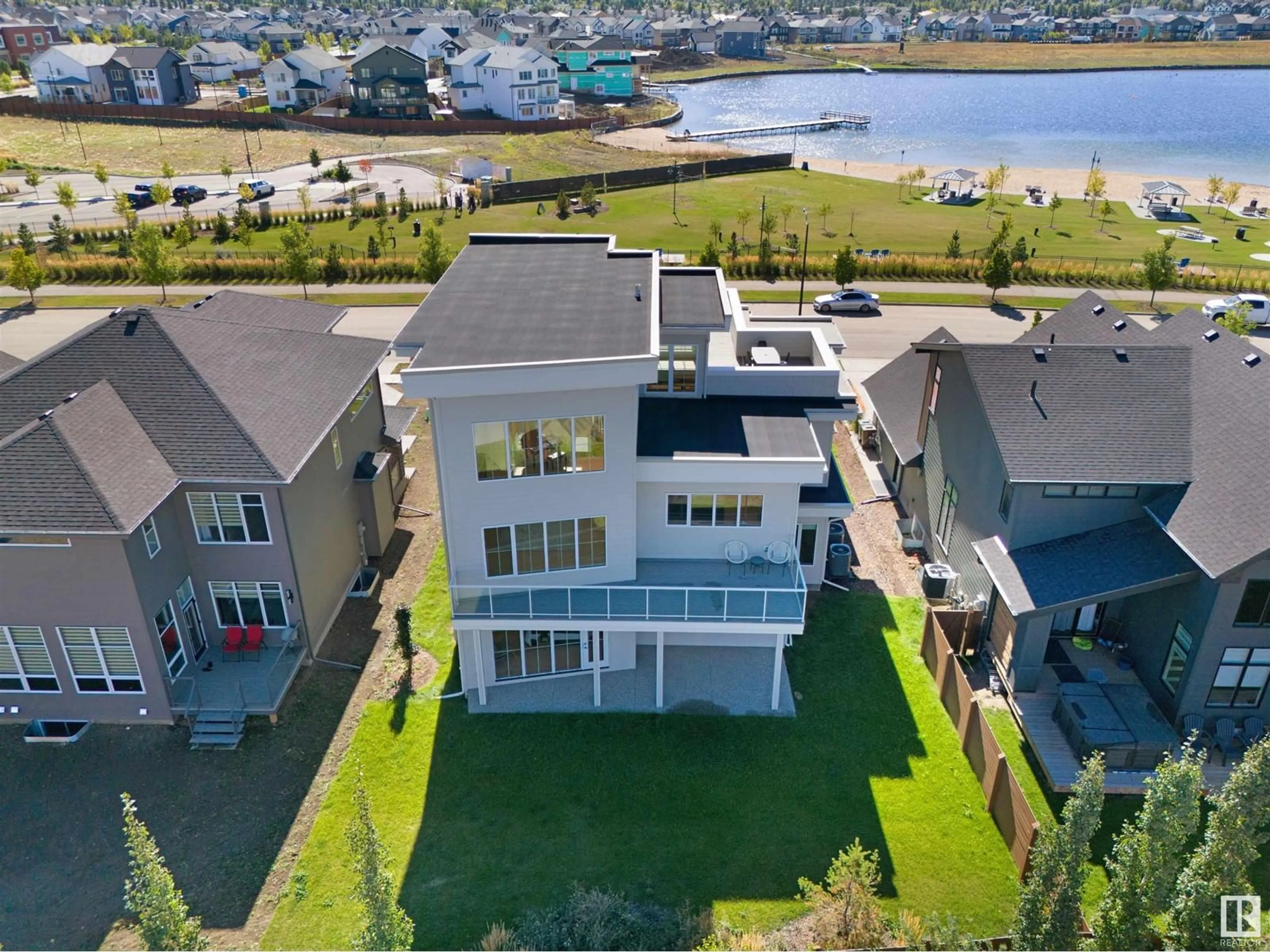 A pic from outside/outdoor area/front of a property/back of a property/a pic from drone, water/lake/river/ocean view for 11 JUBILATION DR, St. Albert Alberta T8N7S3