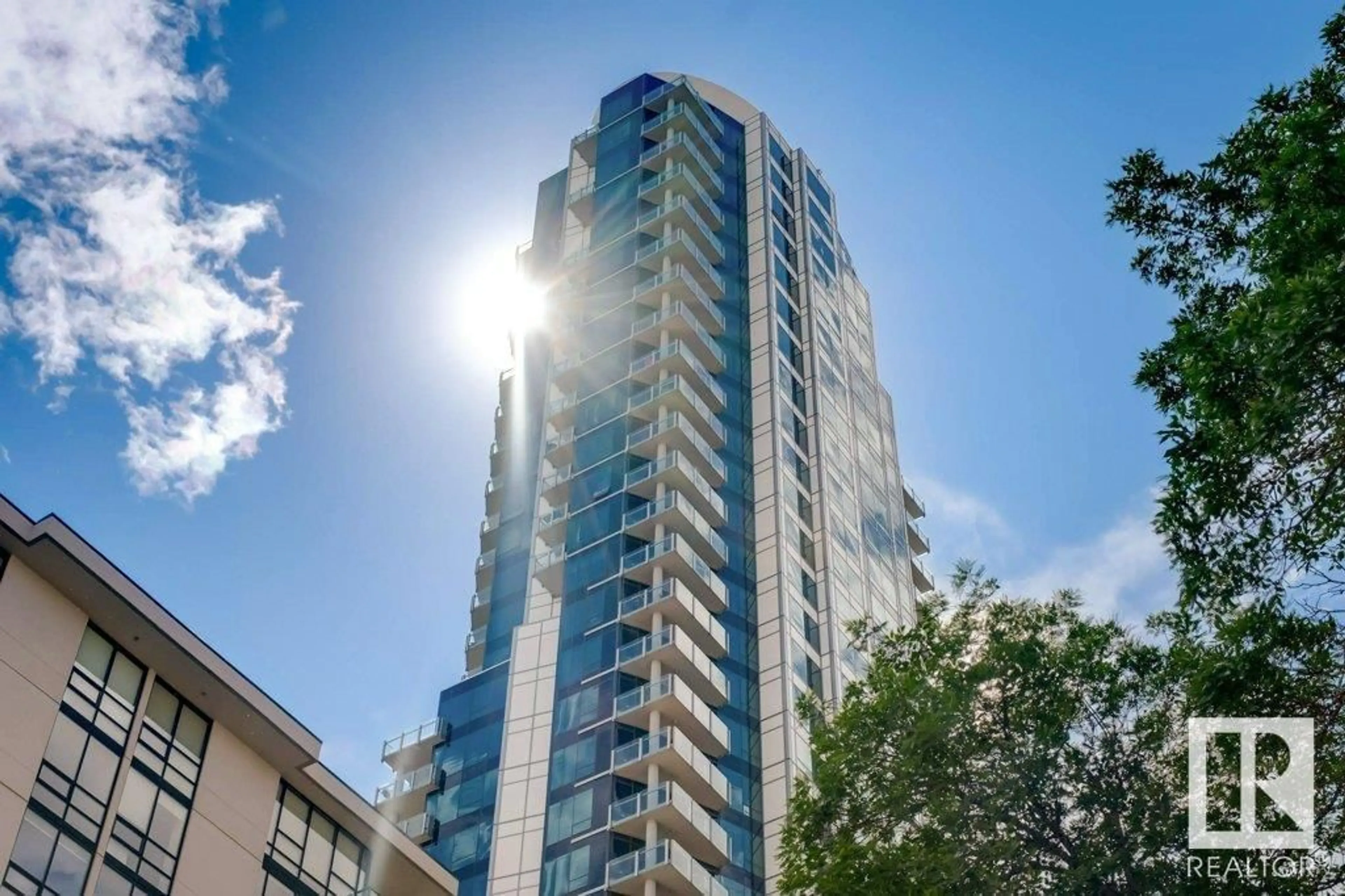 A pic from outside/outdoor area/front of a property/back of a property/a pic from drone, building for #1102 - 11969 JASPER AV, Edmonton Alberta T5K0P1