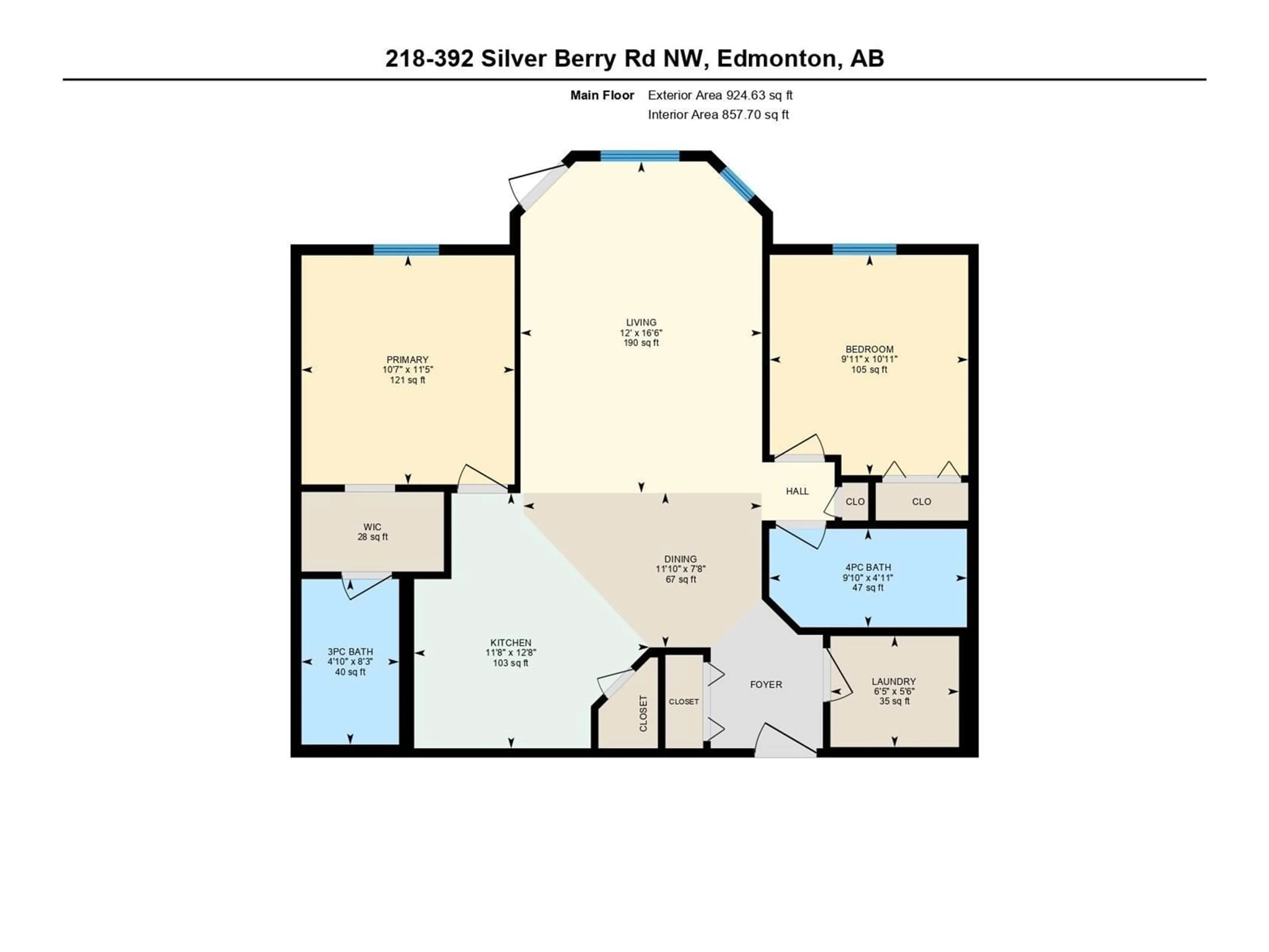 Floor plan for #218 - 392 SILVER BERRY RD, Edmonton Alberta T6T0H1