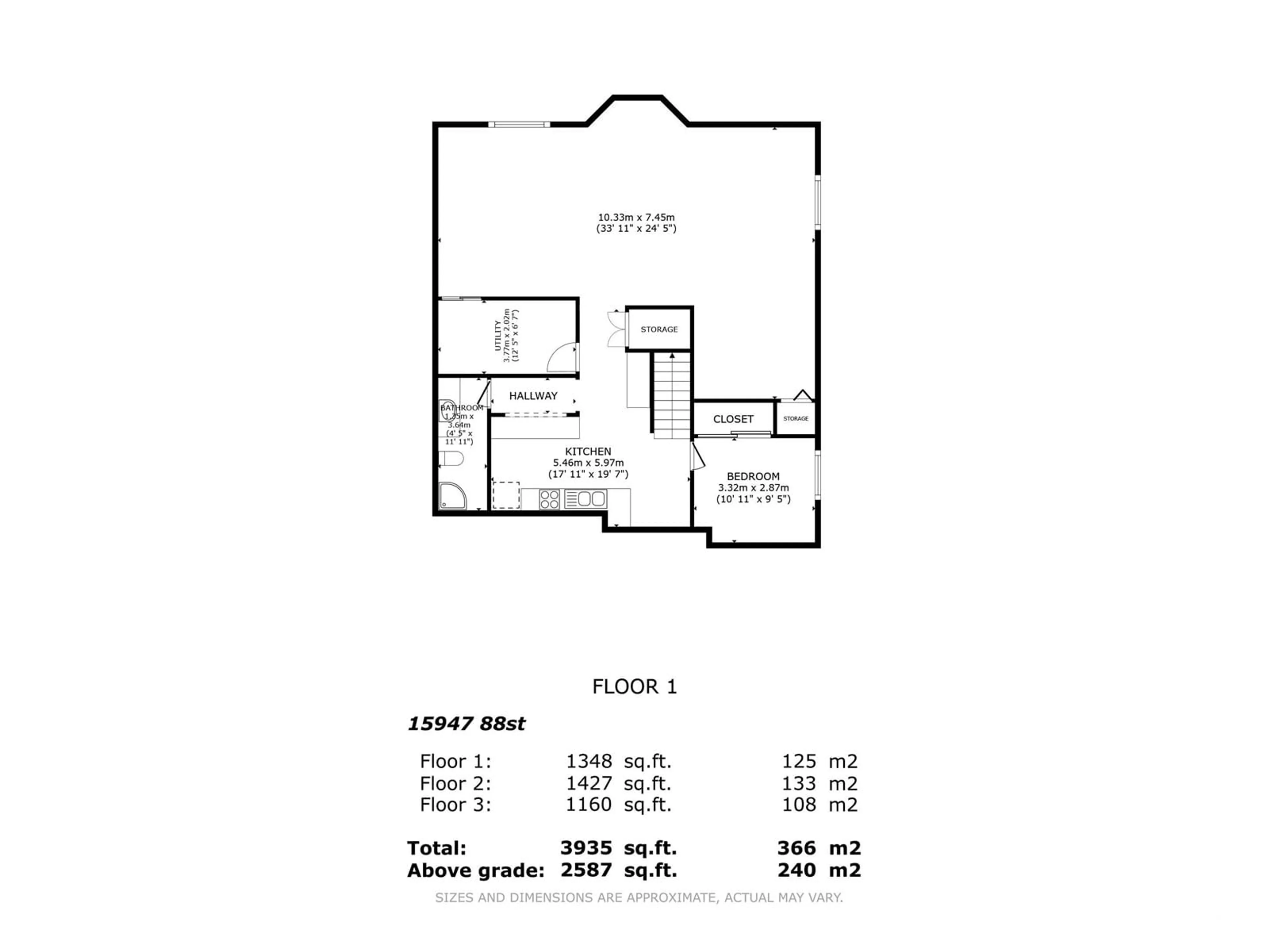 Floor plan for 15947 88 ST, Edmonton Alberta T5Z3B7