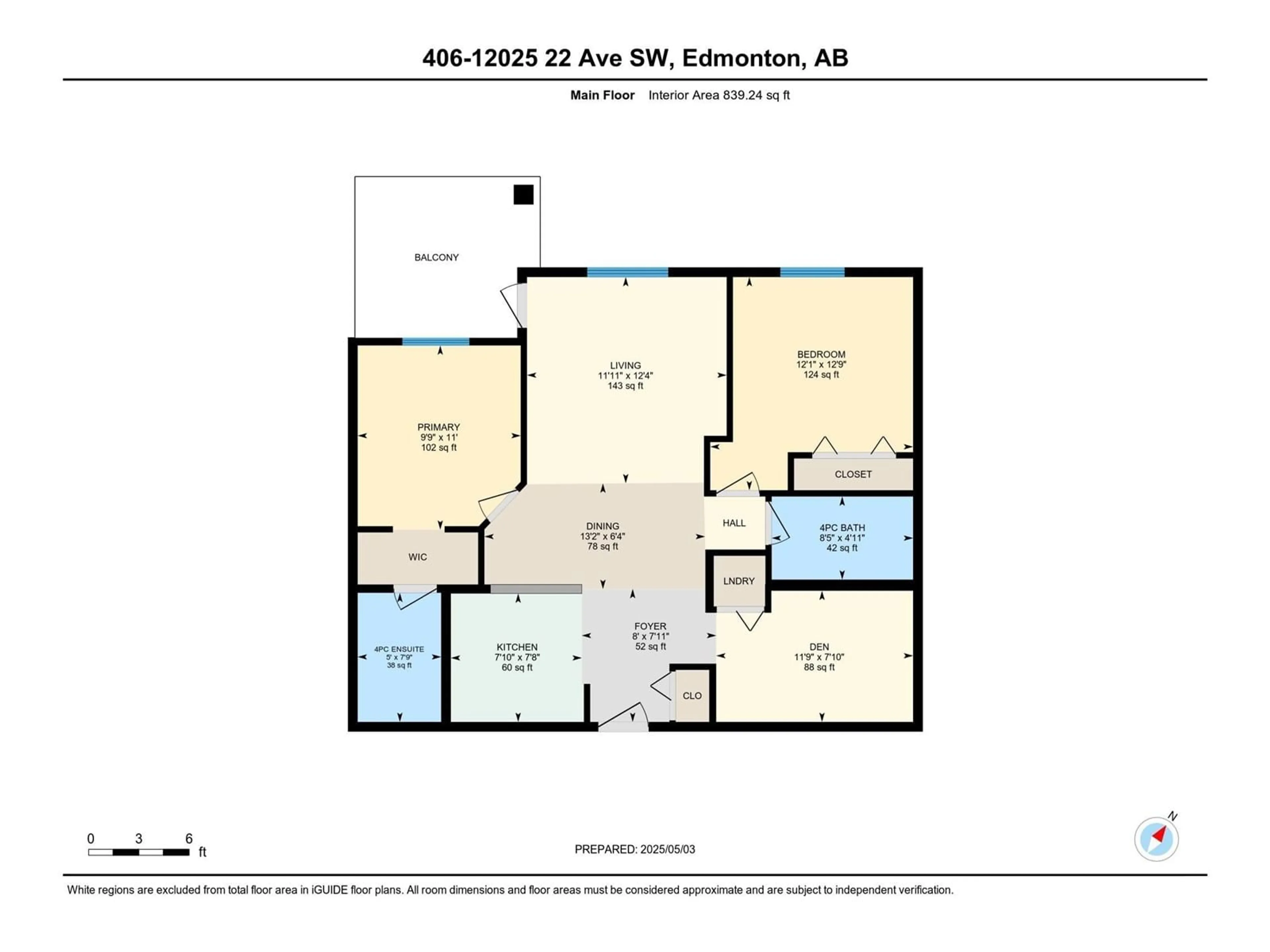 Floor plan for #406 - 12025 22 AV, Edmonton Alberta T6W2Y1