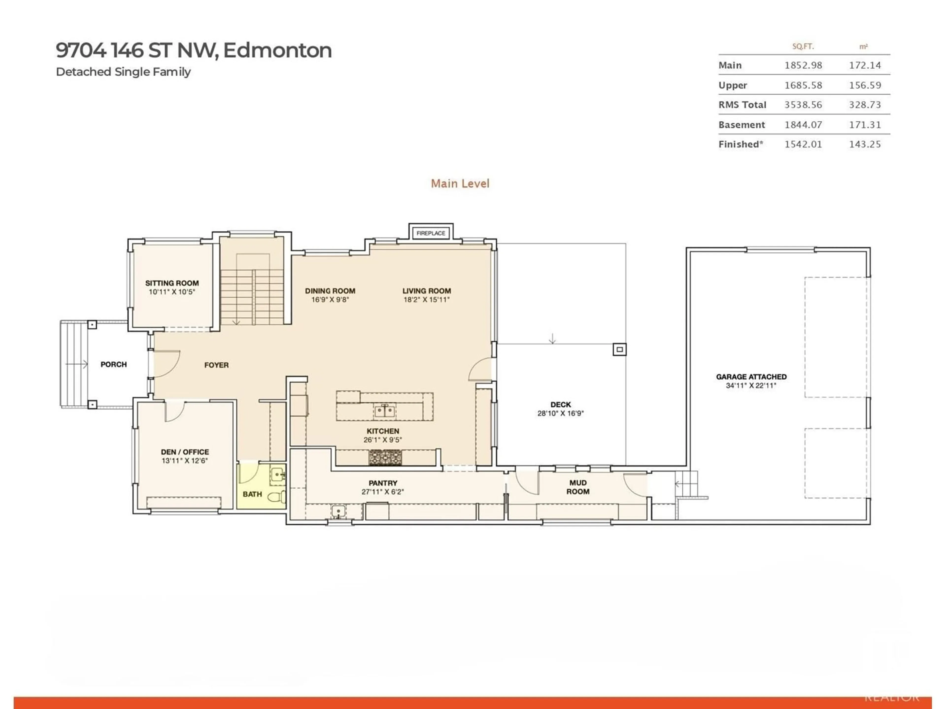 Floor plan for 9704 146 ST, Edmonton Alberta T5N2Z4