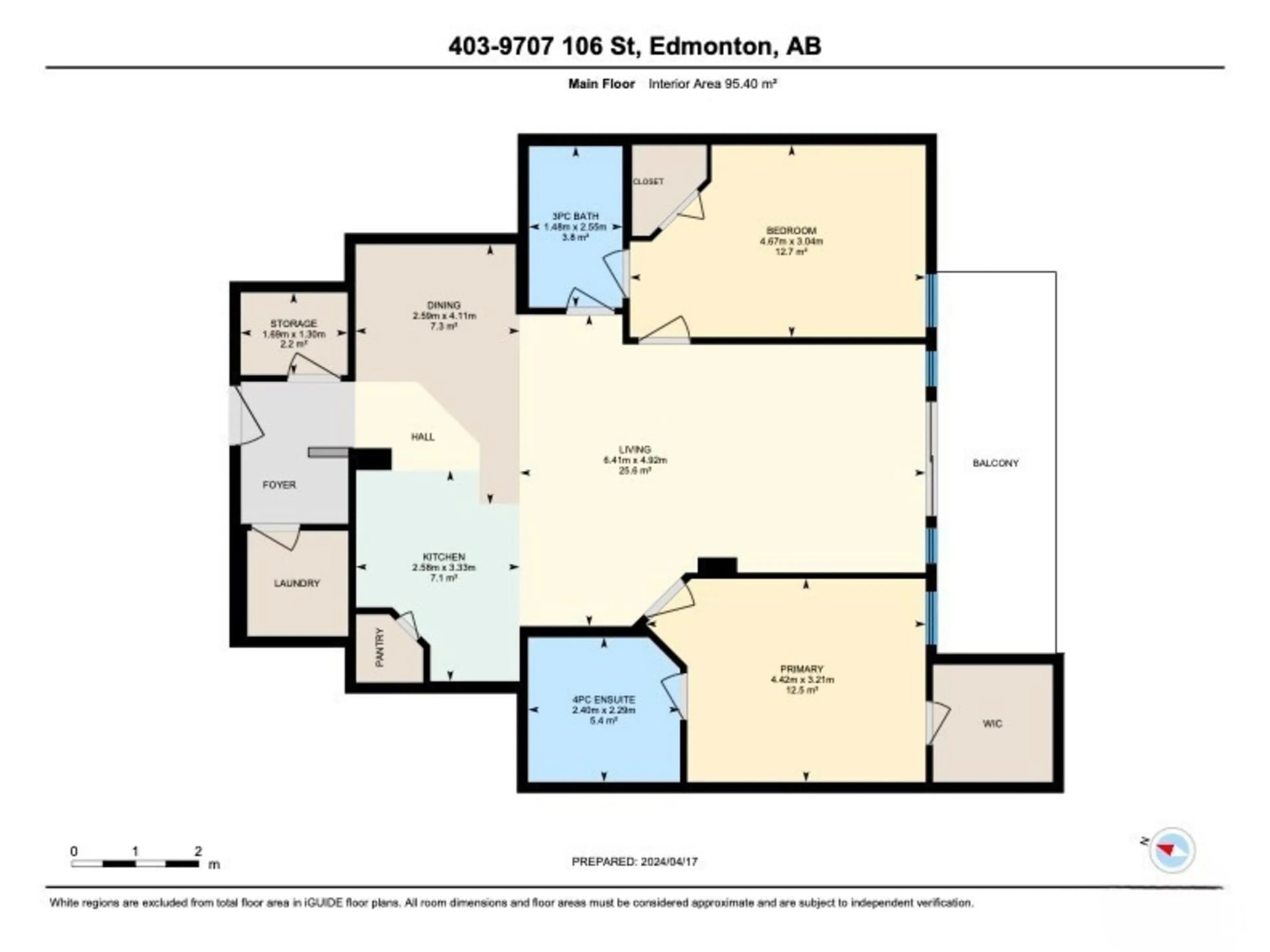 Floor plan for #403 - 9707 106 ST, Edmonton Alberta T5K0B7