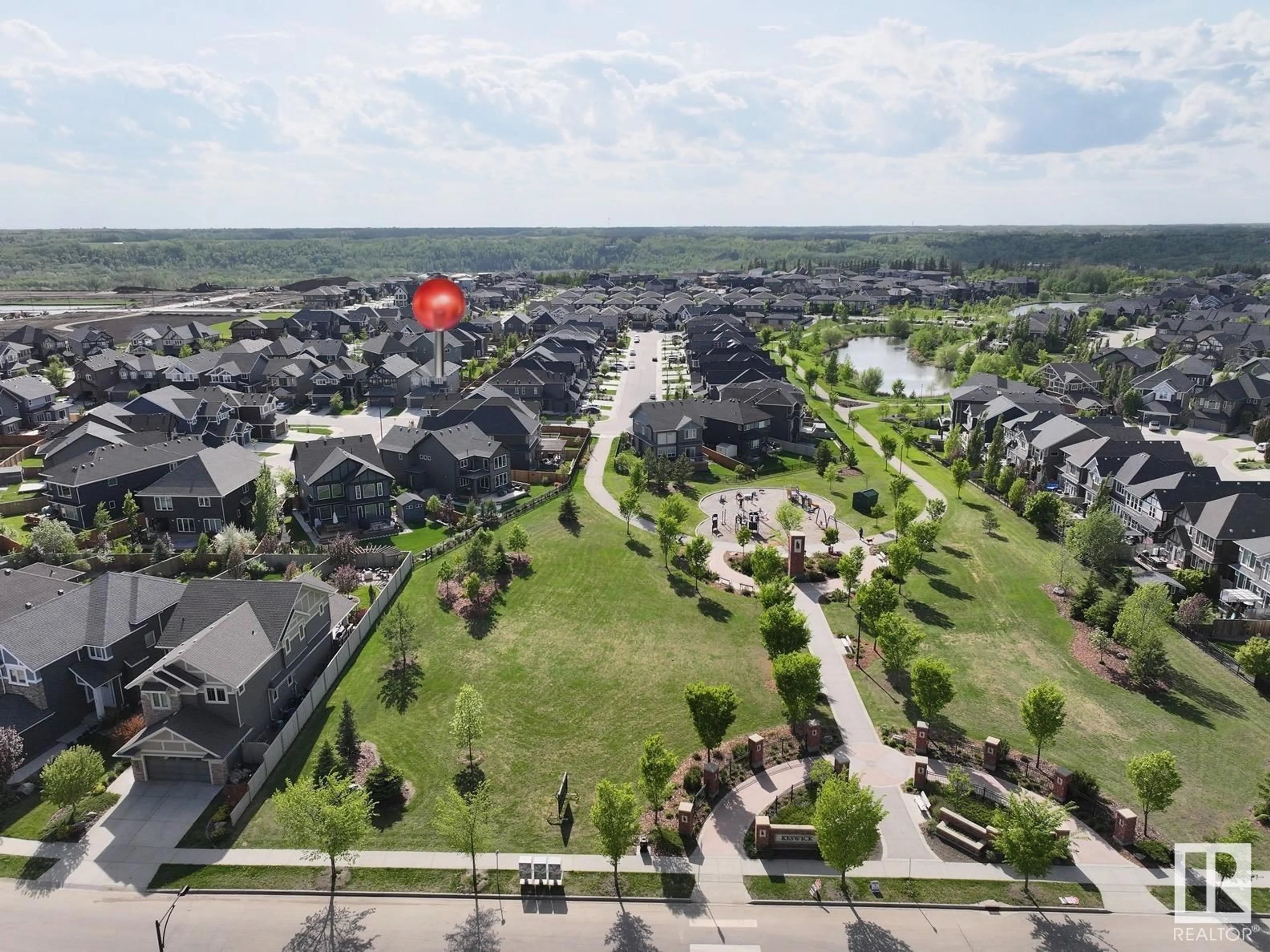A pic from outside/outdoor area/front of a property/back of a property/a pic from drone, water/lake/river/ocean view for 5718 KEEPING CR, Edmonton Alberta T6W4K4