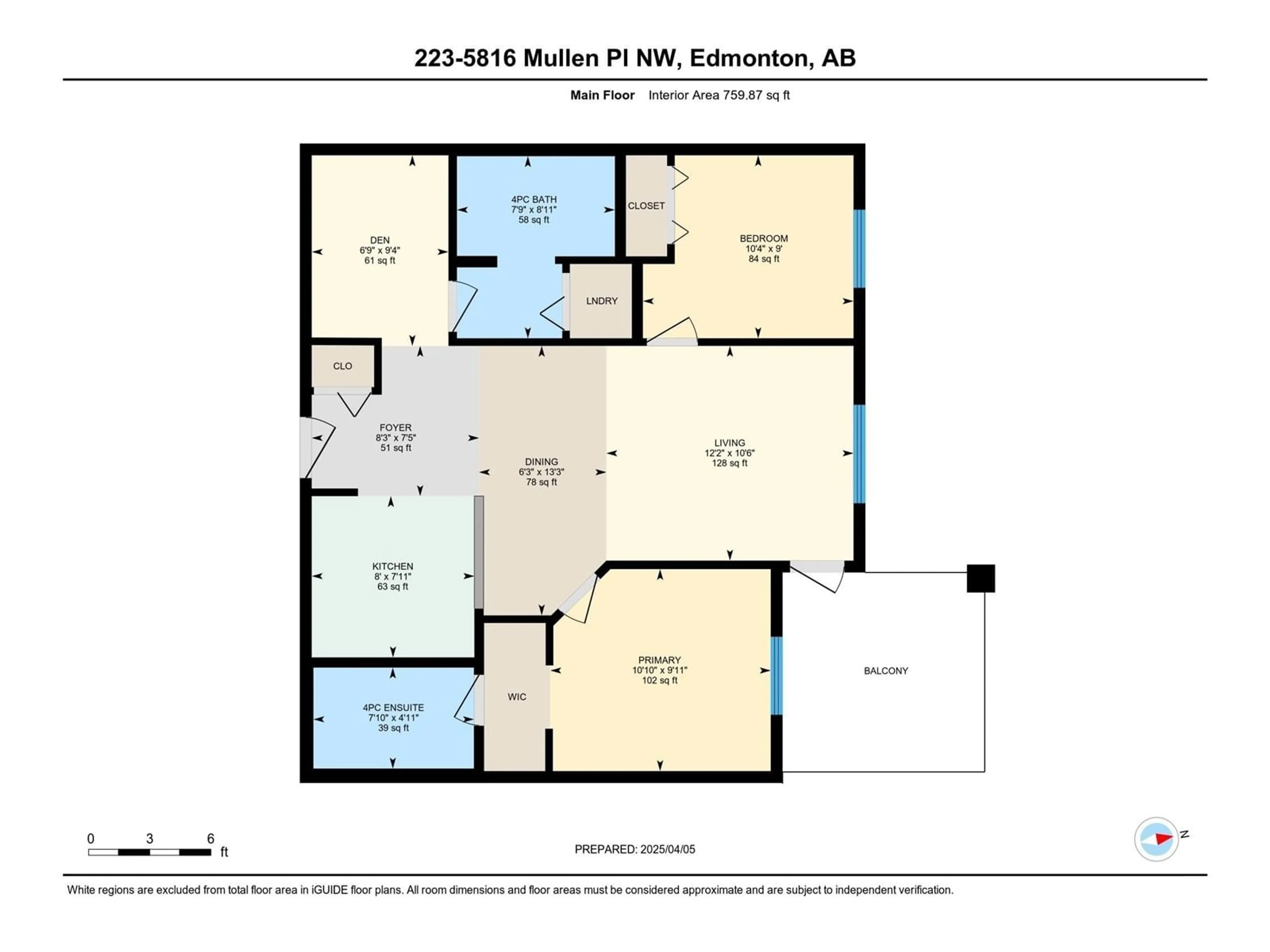 Floor plan for #223 - 5816 MULLEN PL, Edmonton Alberta T6R0W3