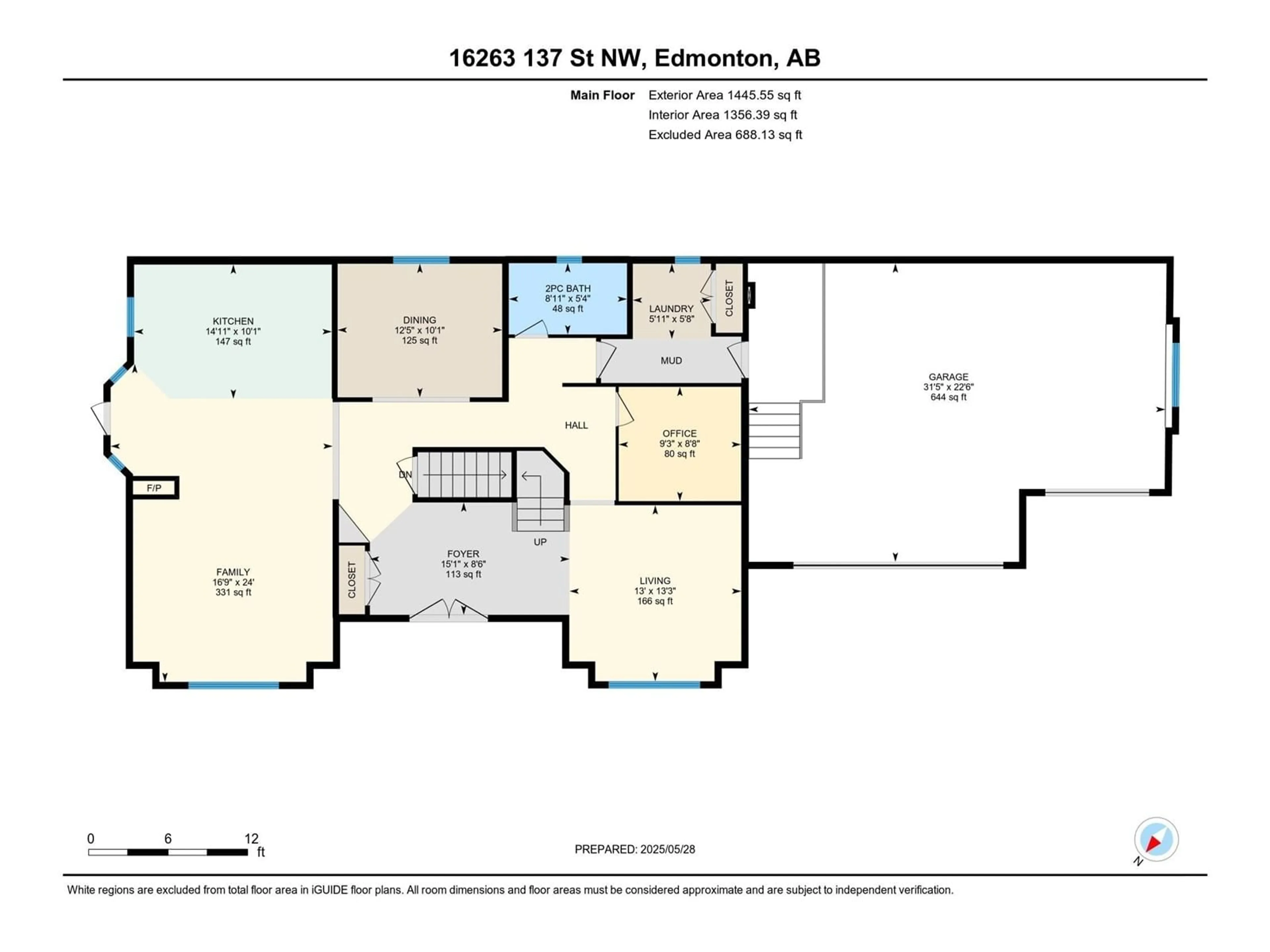 Floor plan for 16263 137 ST, Edmonton Alberta T6V0J7