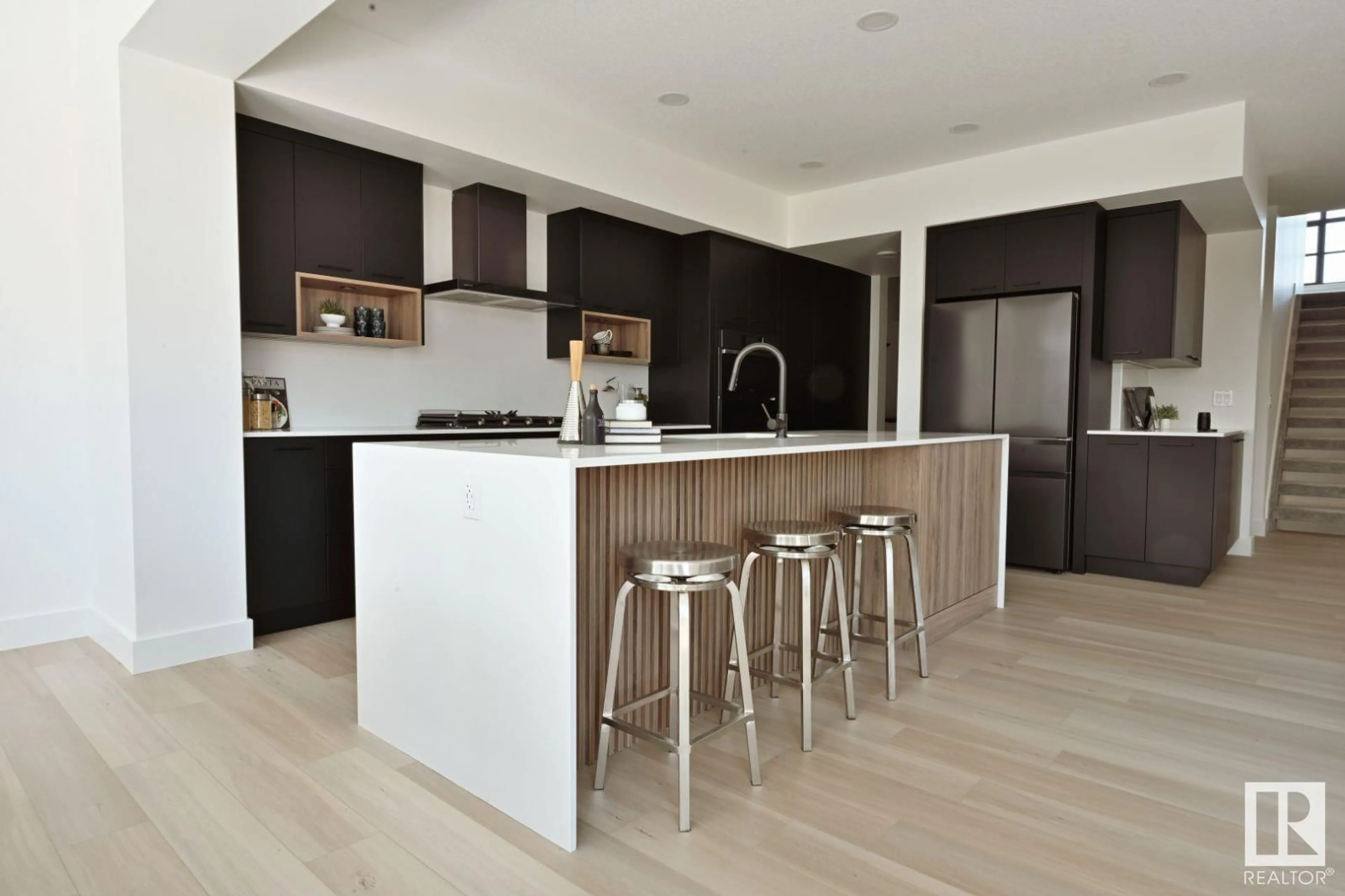 Contemporary kitchen, wood/laminate floor for 5455 KOOTOOK RD, Edmonton Alberta T6W2Z5